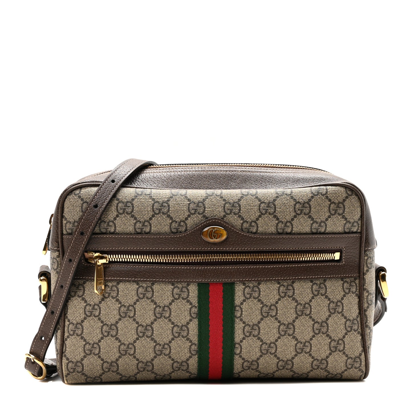 GG Supreme Monogram Web Small Ophidia Shoulder Bag Brown