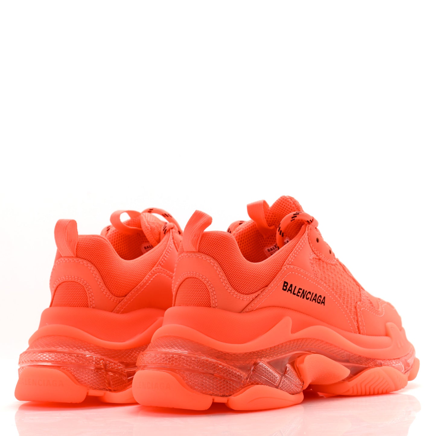 Fabric Mesh Clear Sole Fluo Womens Triple S Sneakers 37 Fluo Orange