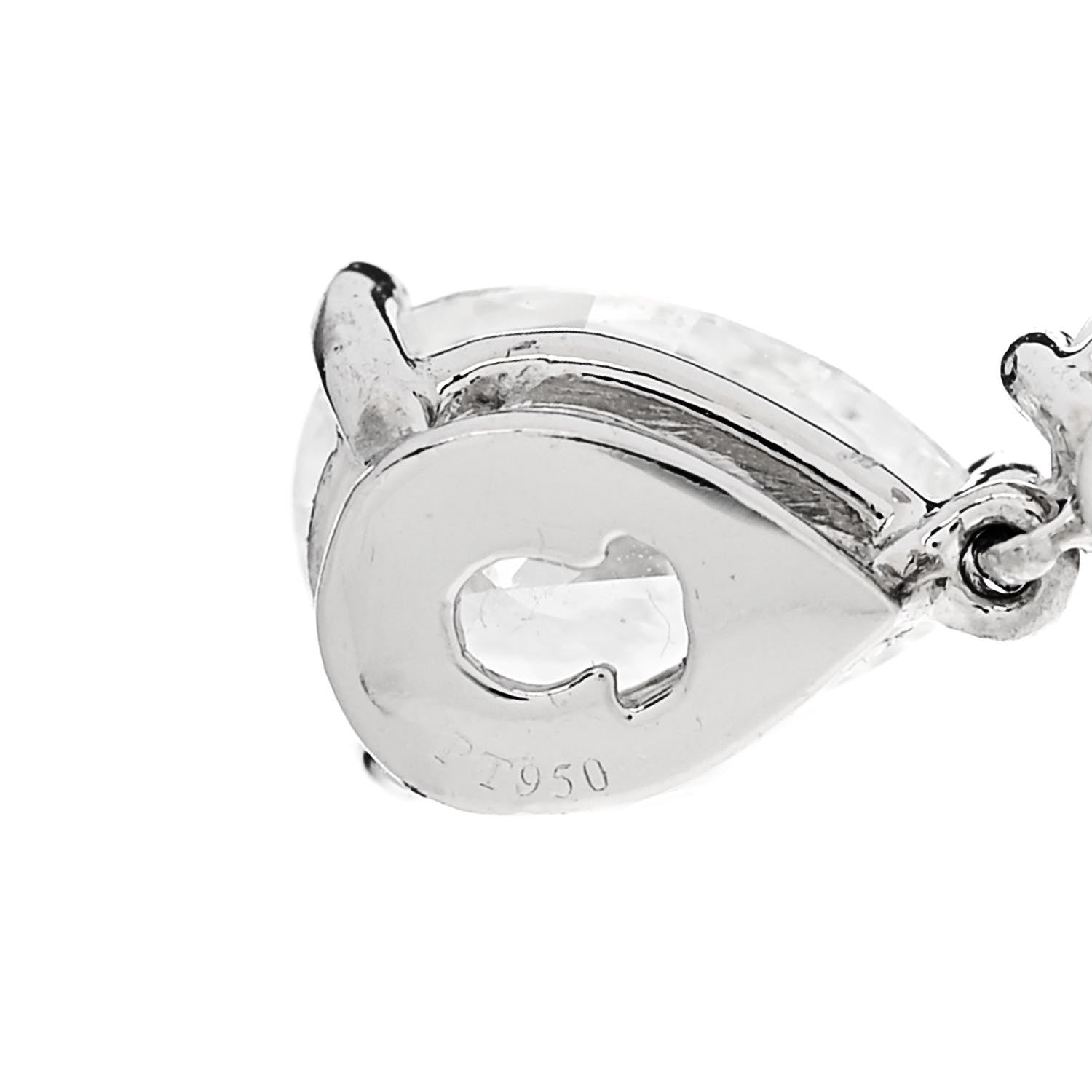 Parker & West by FASHIONPHILE Platinum Diamond Pear Round Cut Drop Earrings 6 of 6