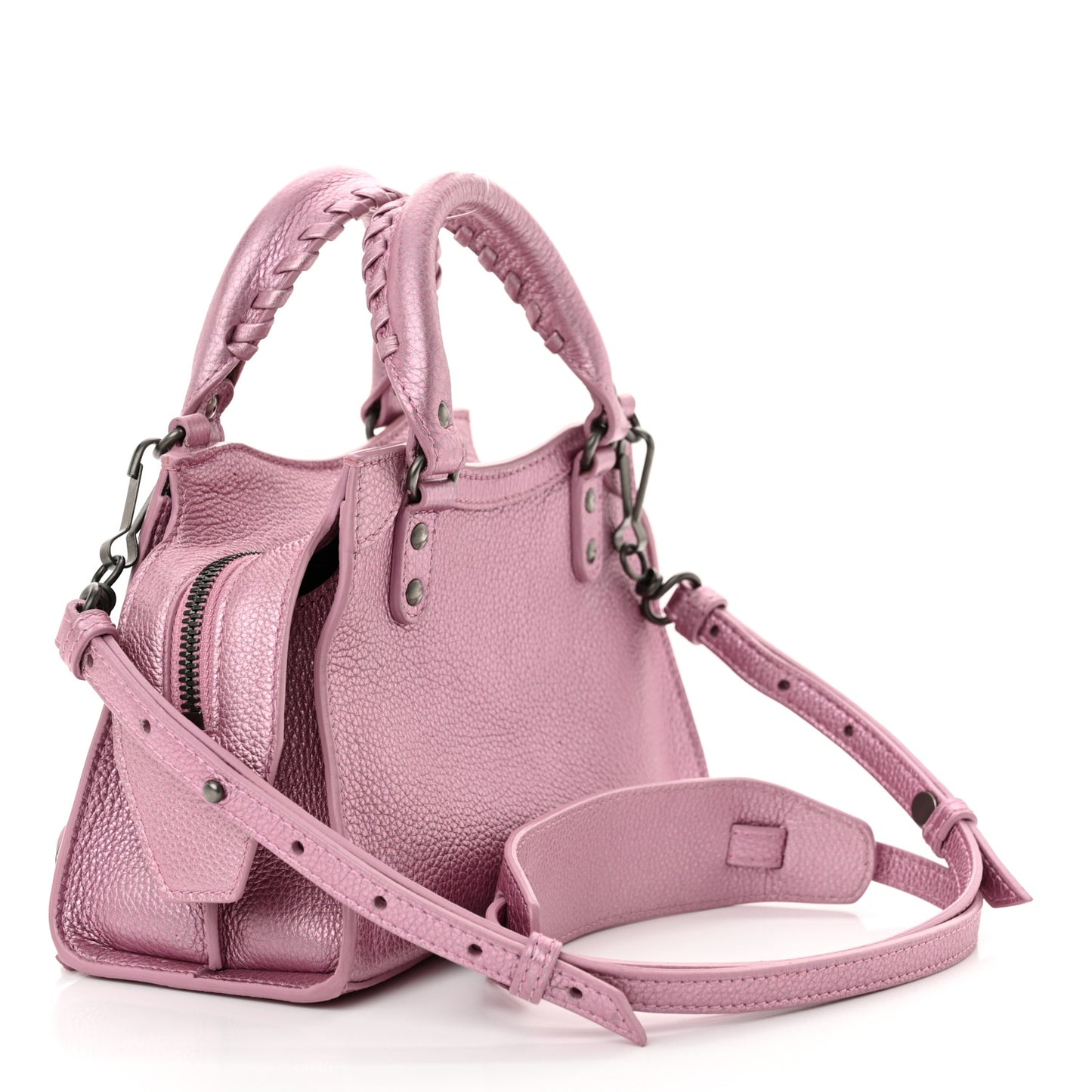 Metallic Grained Calfskin Neo Classic Silver Hardware Mini City Pink