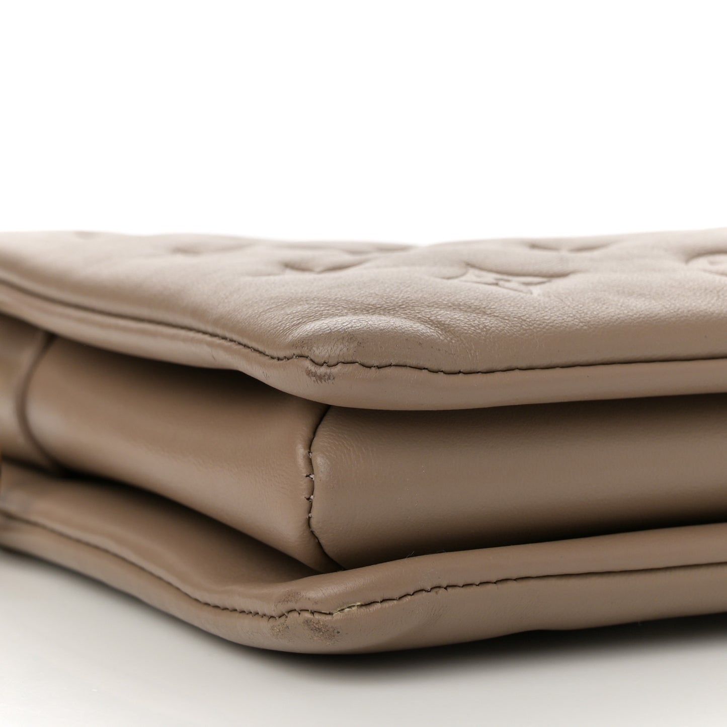 Lambskin Embossed Monogram Coussin PM Taupe