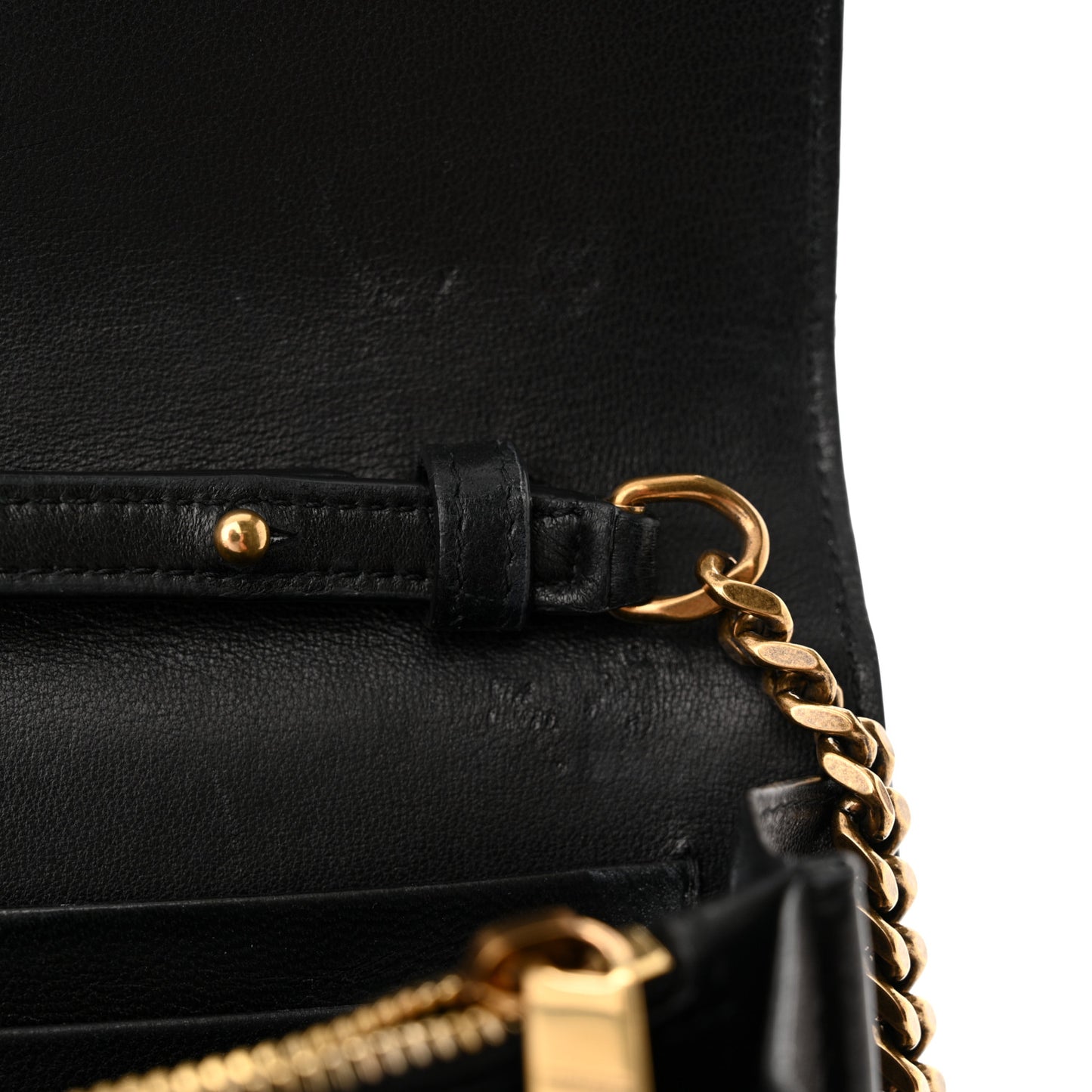 Lambskin Carre Quilted Cassandre Chain Wallet Black