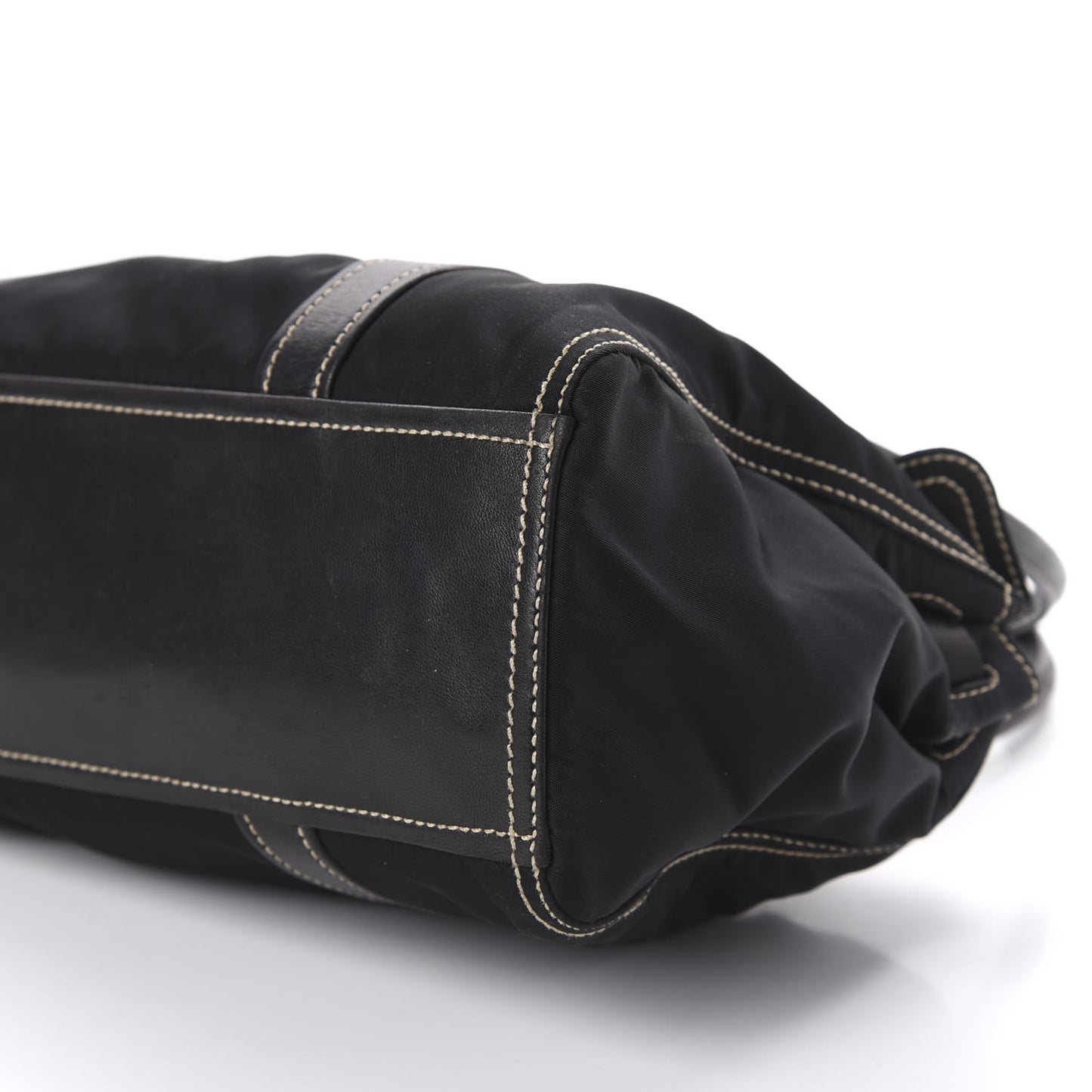Tessuto Nylon Twist Soft Calfskin Shoulder Bag Black