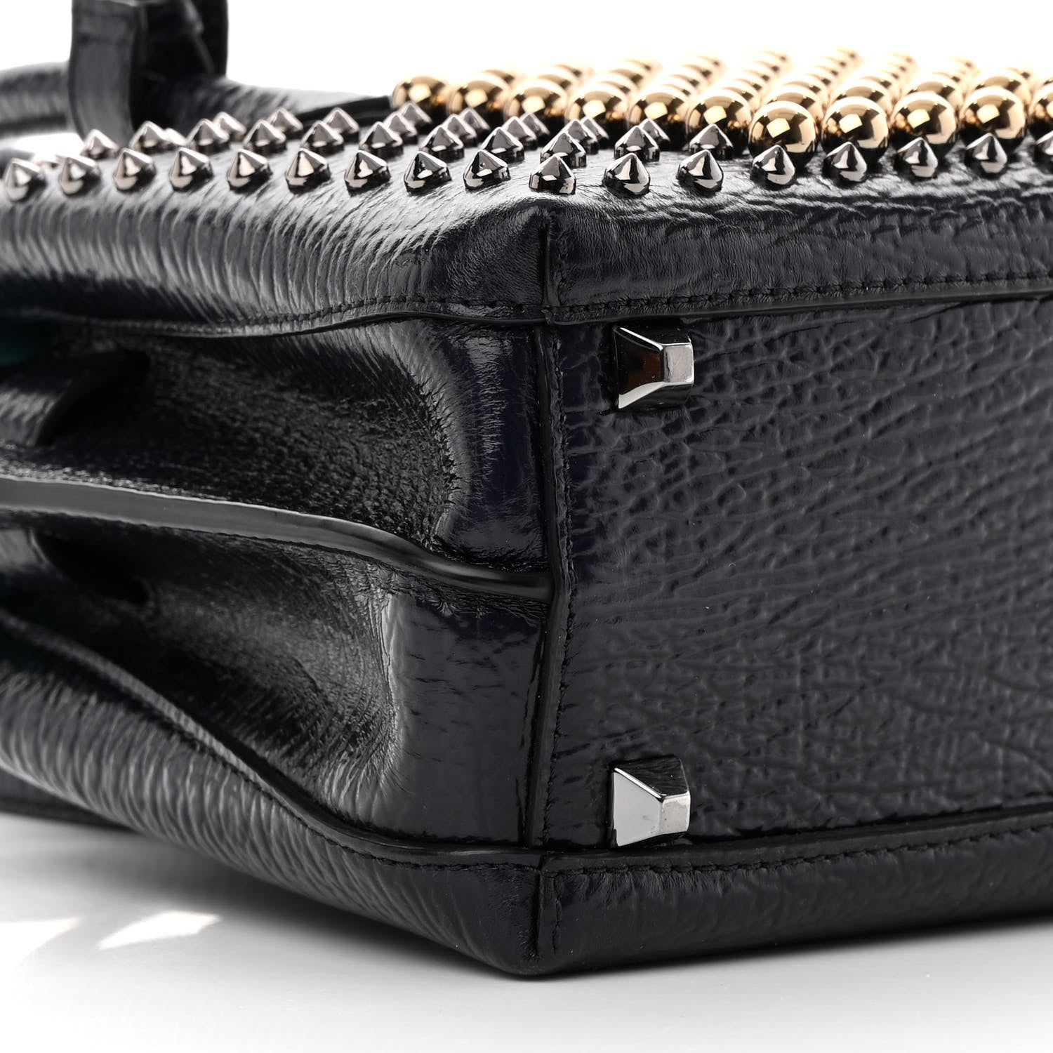 MCM Calfskin Studded Mini Milla Tote Blue 11 of 15