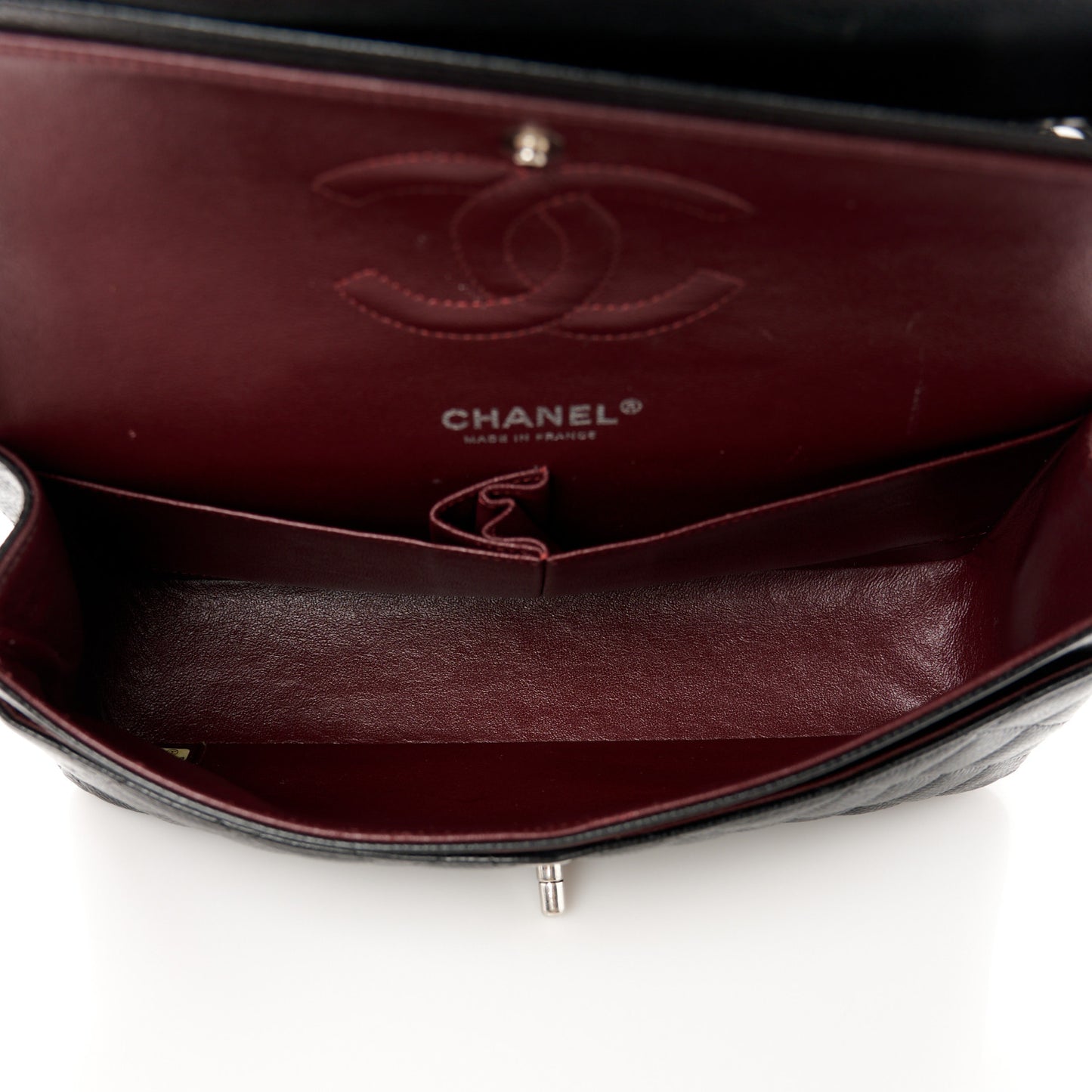 Caviar Quilted Medium Double Flap Black