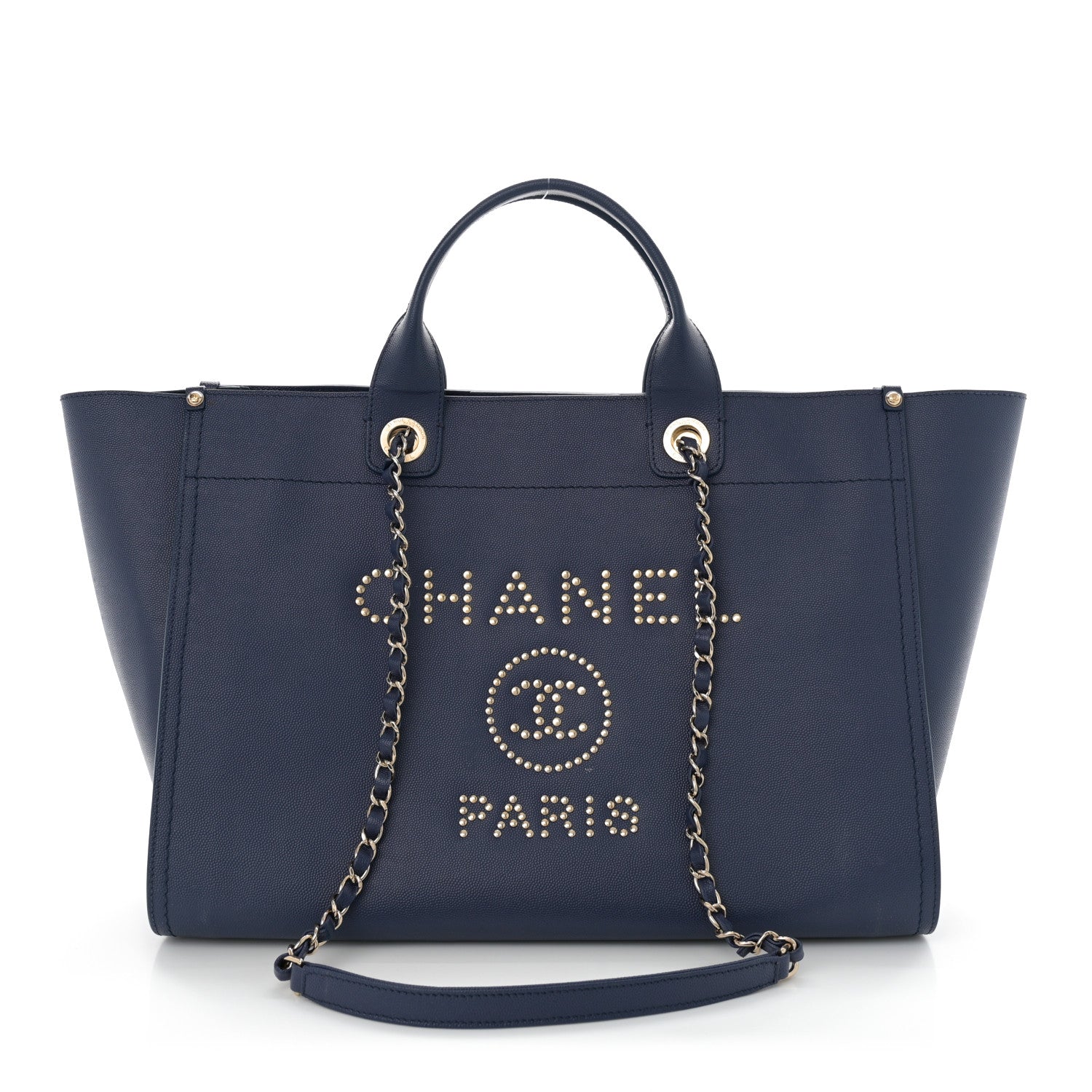 Chanel Caviar Medium Studded Deauville Tote Navy 1 of 12
