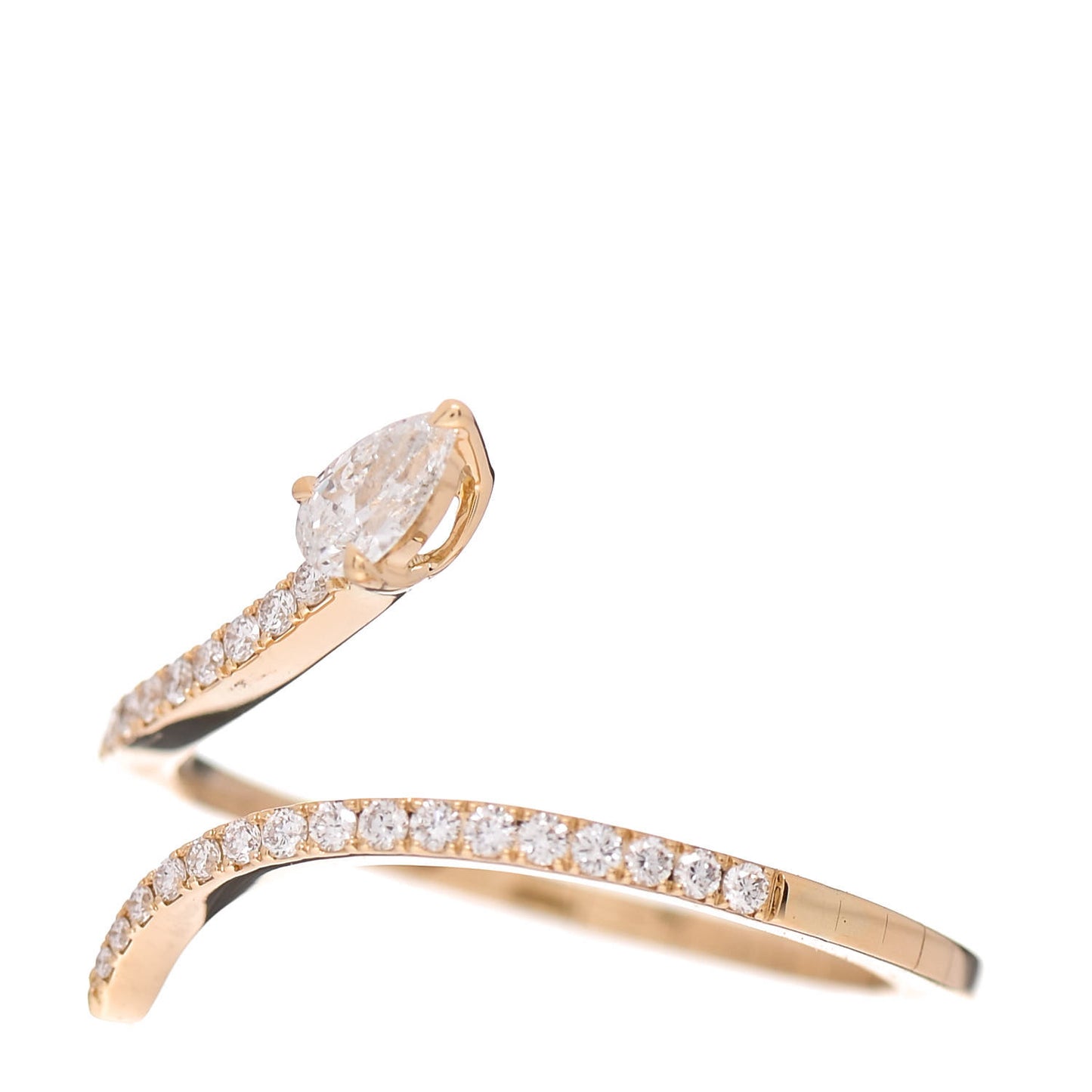 18K Yellow Gold Diamond Snake Skinny Ring 53 6.25
