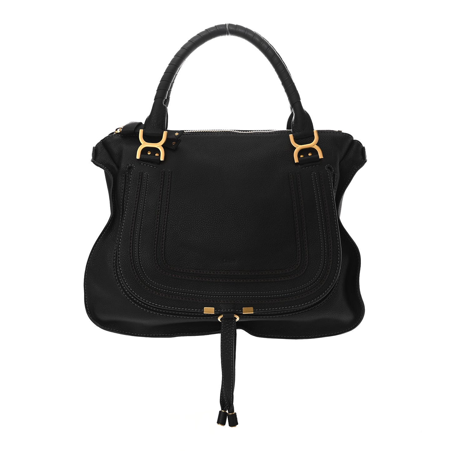 Calfskin Large Marcie Satchel Black