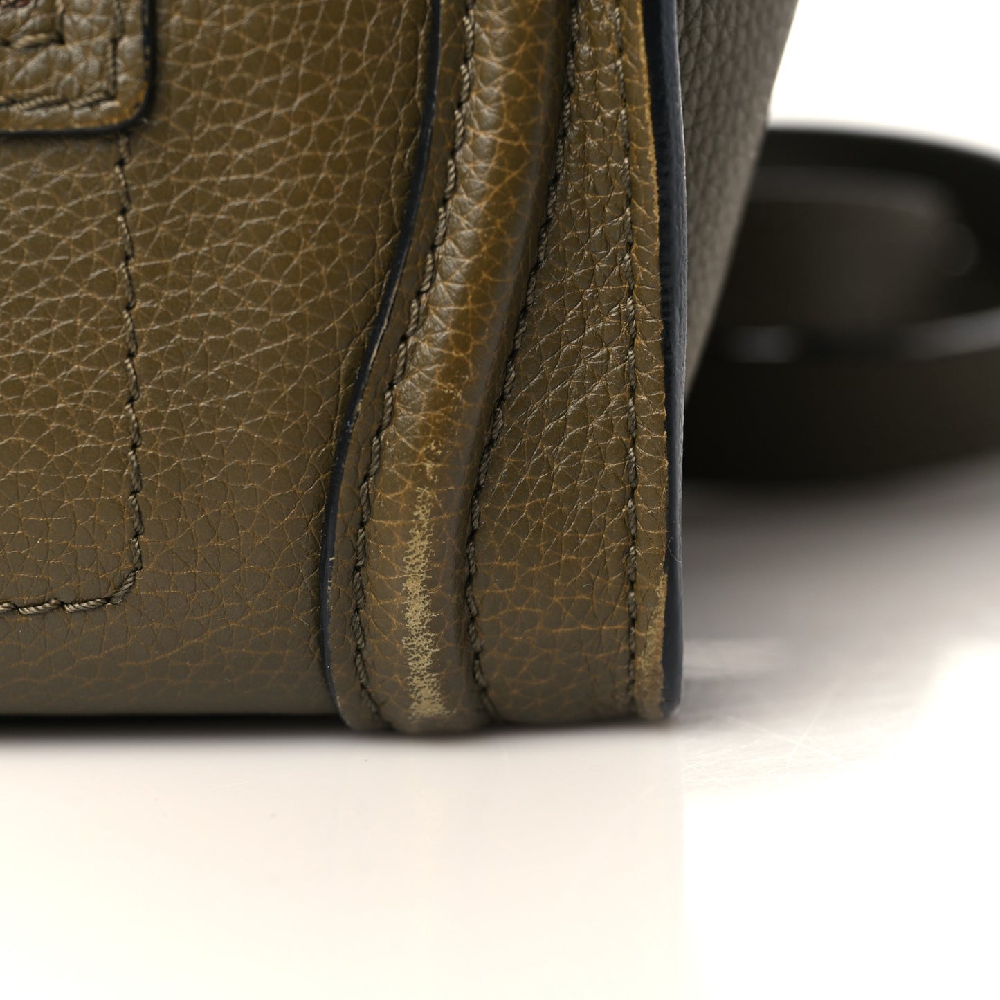 Drummed Calfskin Nano Luggage Dark Olive