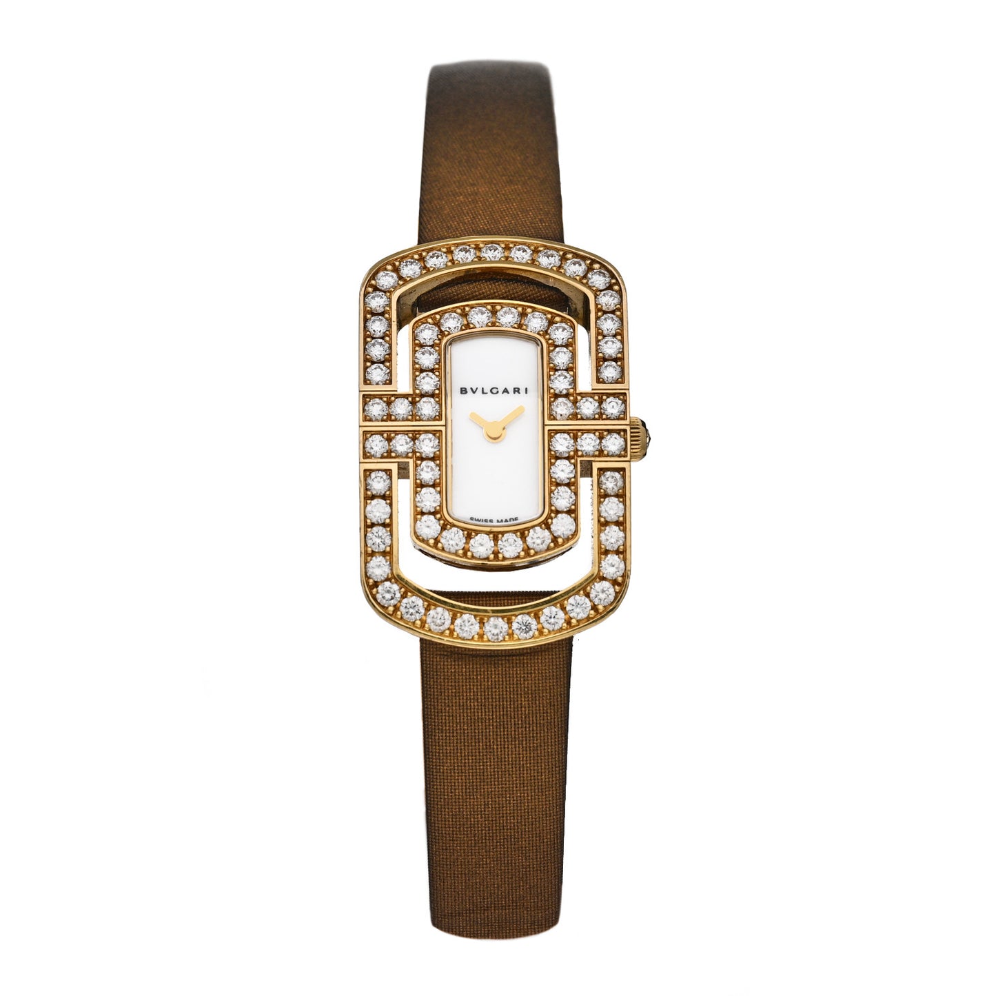 18K Yellow Gold Satin Diamond Bezel 22mm Parentesi Quartz Watch