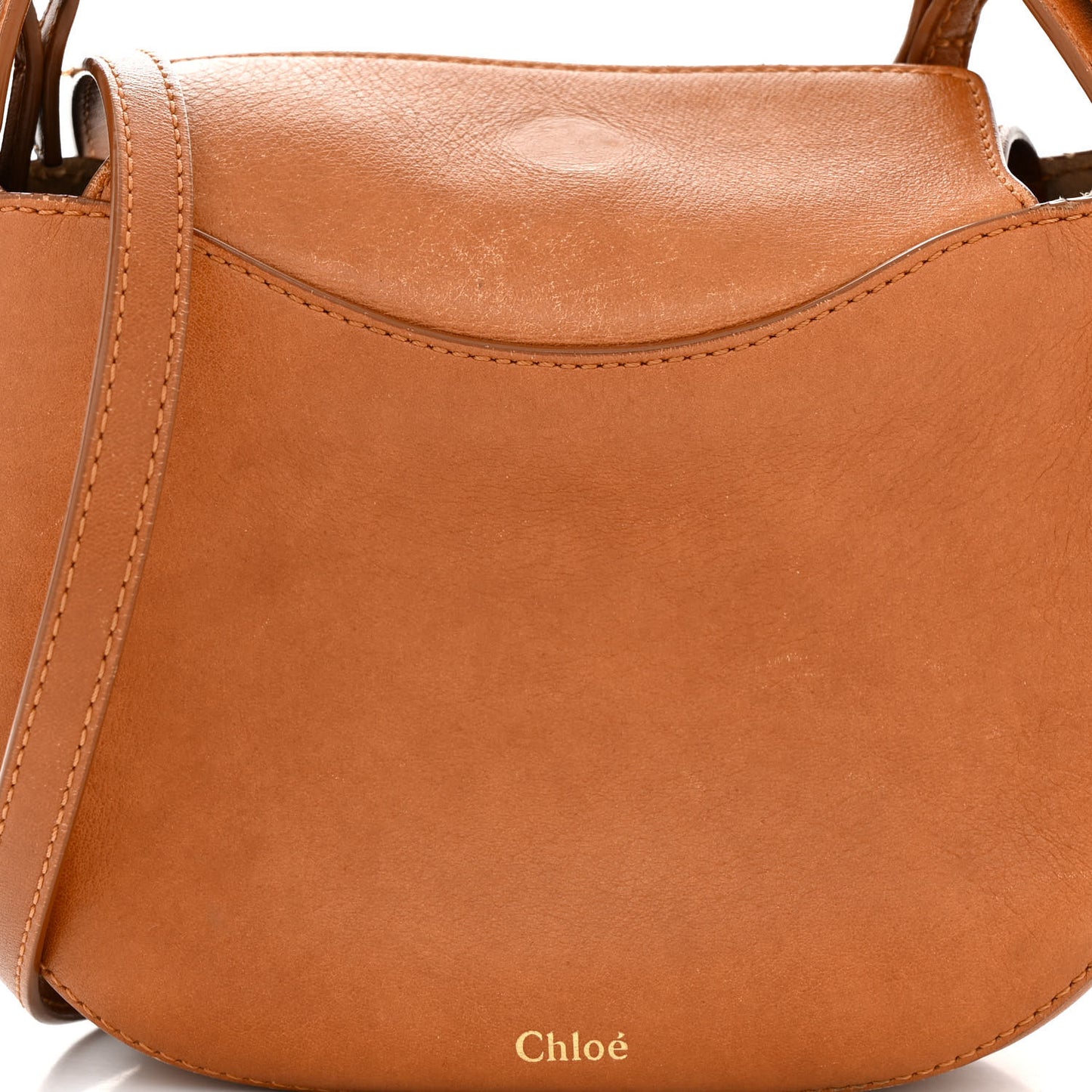 Small Grain Calfskin Kiss Bag Arizona Brown
