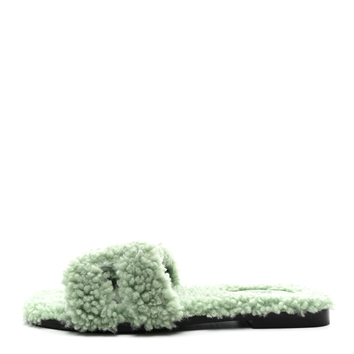 Hermes Woolskin Oran Sandals 39 Vert D’eau 1 of 8