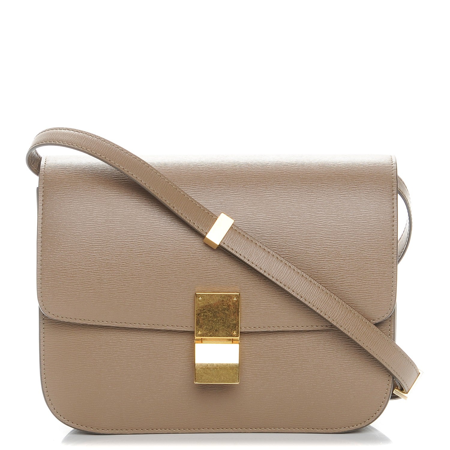 Celine Liege Calfskin Medium Classic Box Flap Bag Taupe 213795
