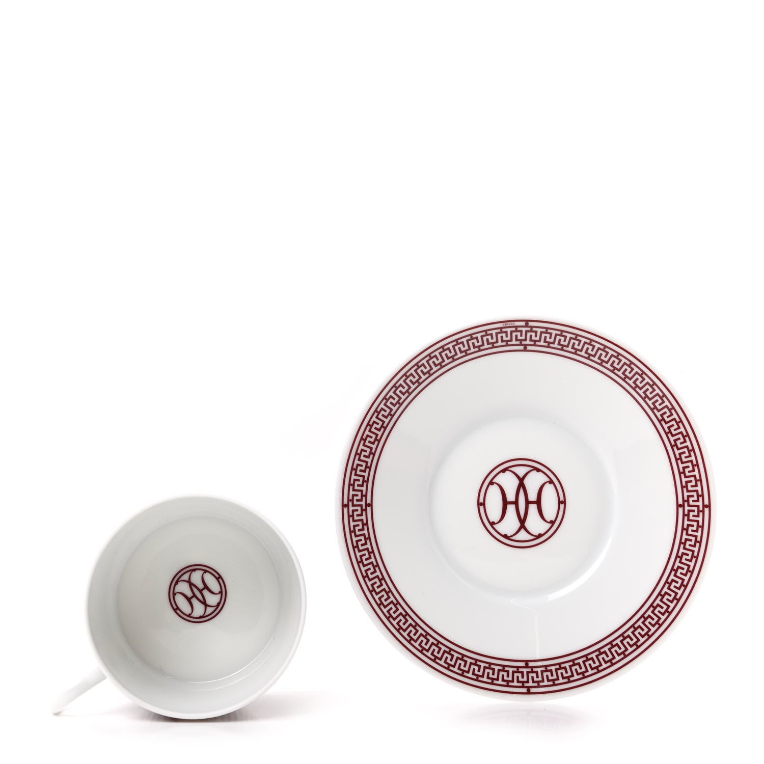 Hermes Porcelain H Deco Tea Cup And Saucer Rouge 3 of 6
