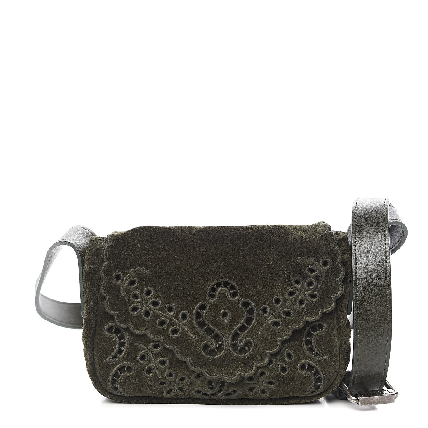 Suede Embroidered Flap Dark Green