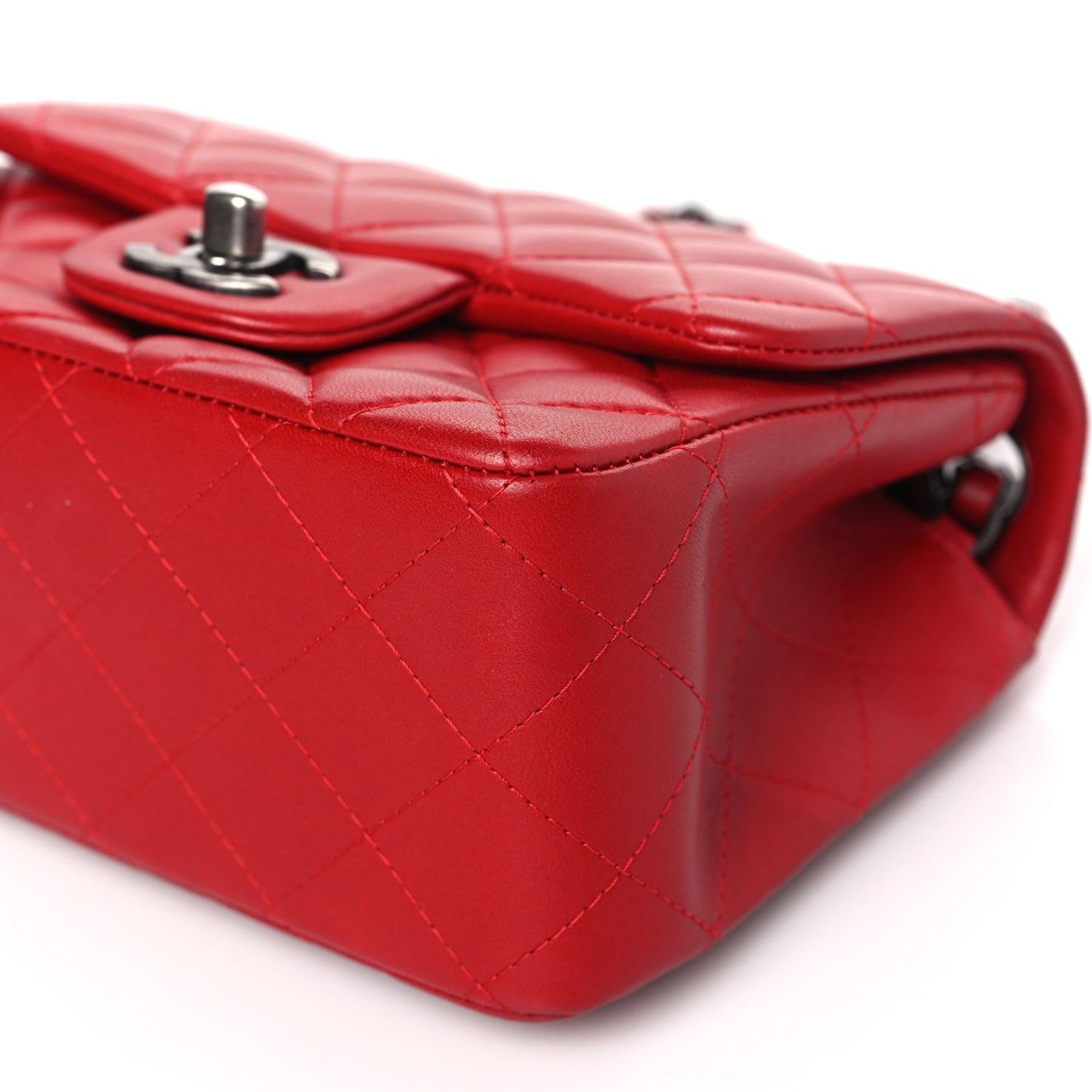 Lambskin Quilted Mini Square Flap Red