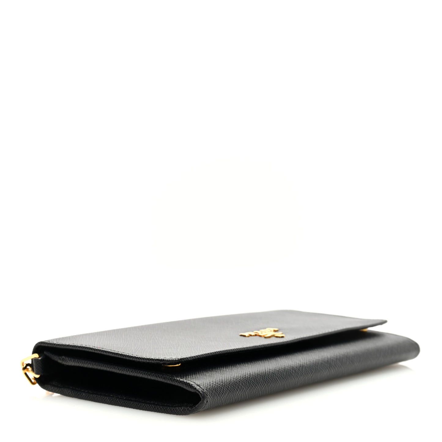 Saffiano Metal Oro Chain Wallet Black