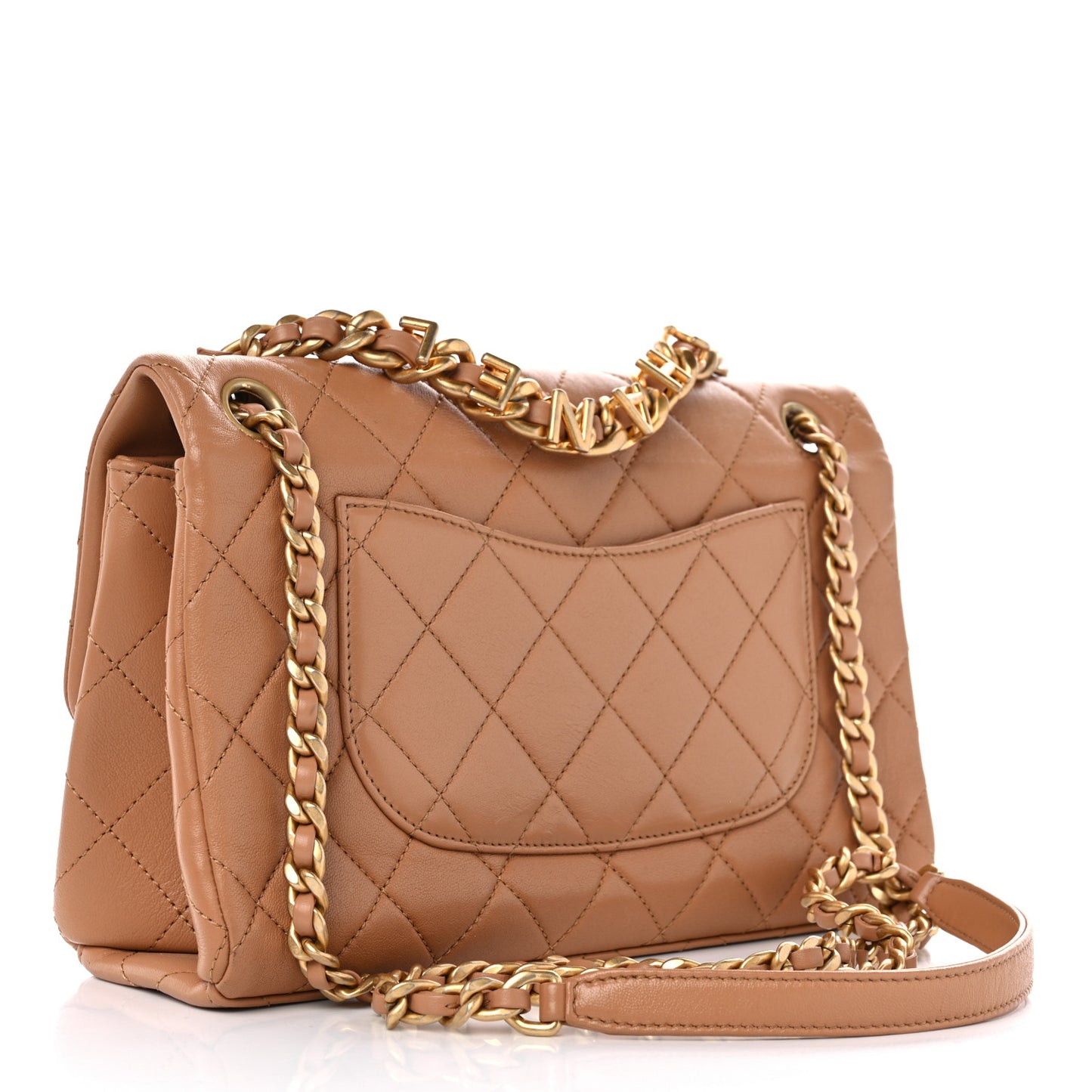 Lambskin Quilted Chaine Lettre Flap Brown