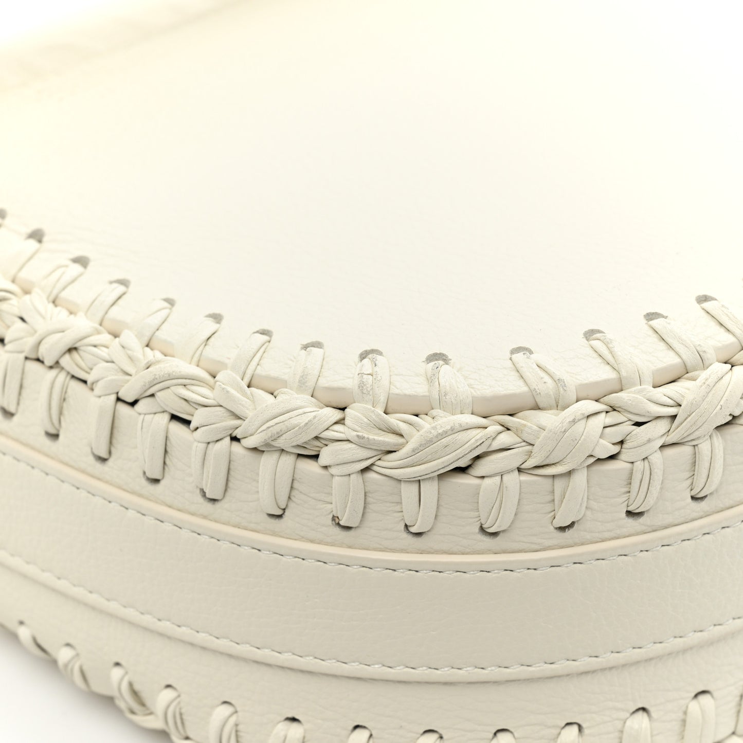 Grained Calfskin Medium Whipstitched Bobby Bag White