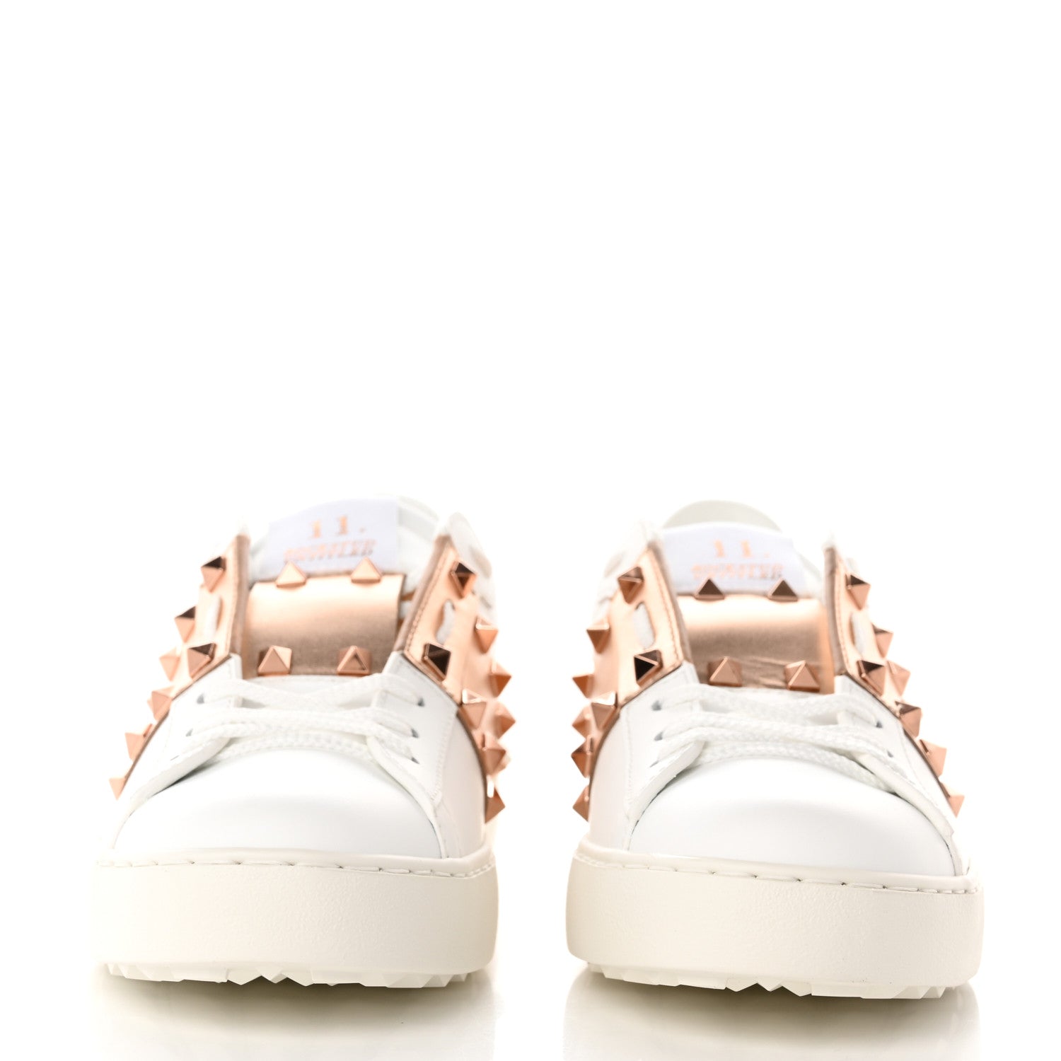 Valentino Garavani Calfskin Rockstud Open Sneakers 39 White Rose Gold 2 of 12