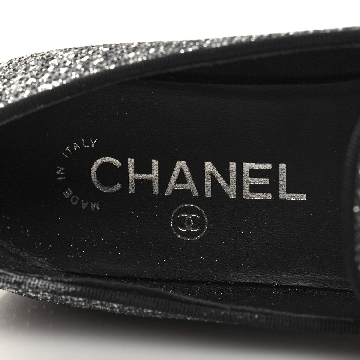 Chanel Fantasy Fabric Grosgrain CC Mocassin Loafers 36.5 Silver Black 8 of 11