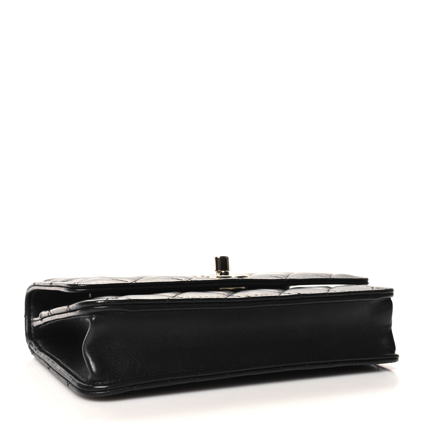 Lambskin Quilted Trendy CC Wallet On Chain WOC Black