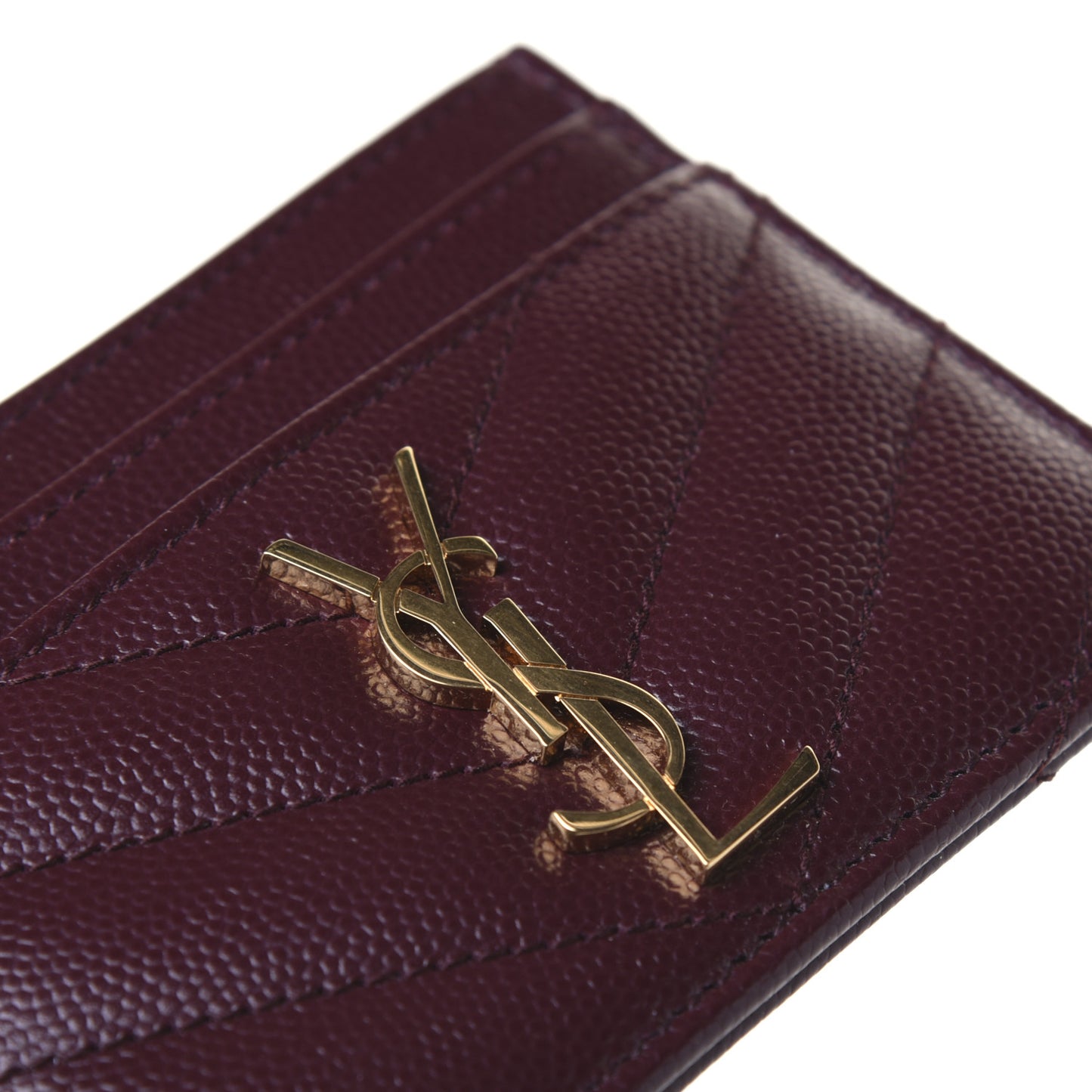 Grain De Poudre Matelasse Chevron Monogram Credit Card Case Palissandre