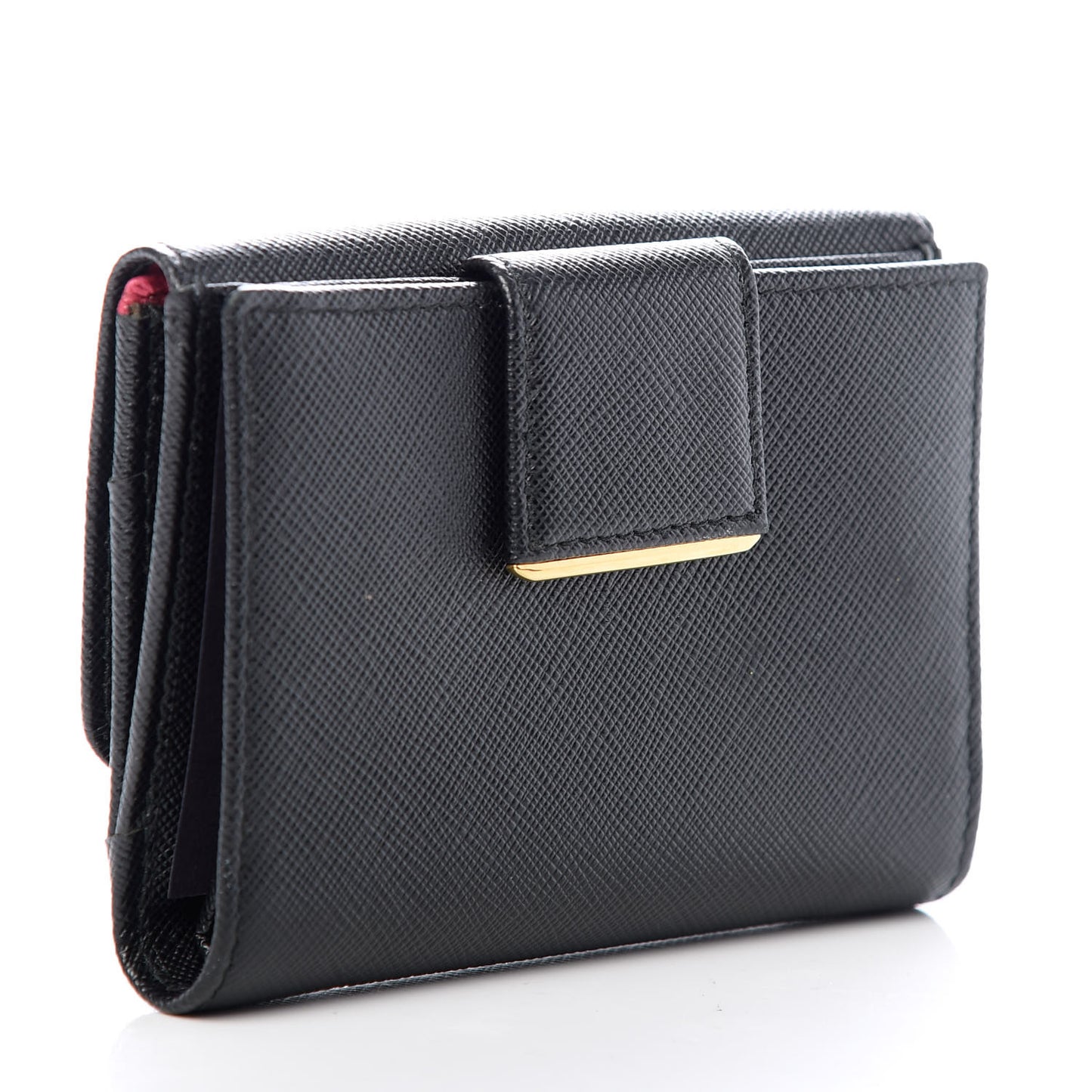Saffiano Multicolor Compact Flap Wallet Black Ibisco