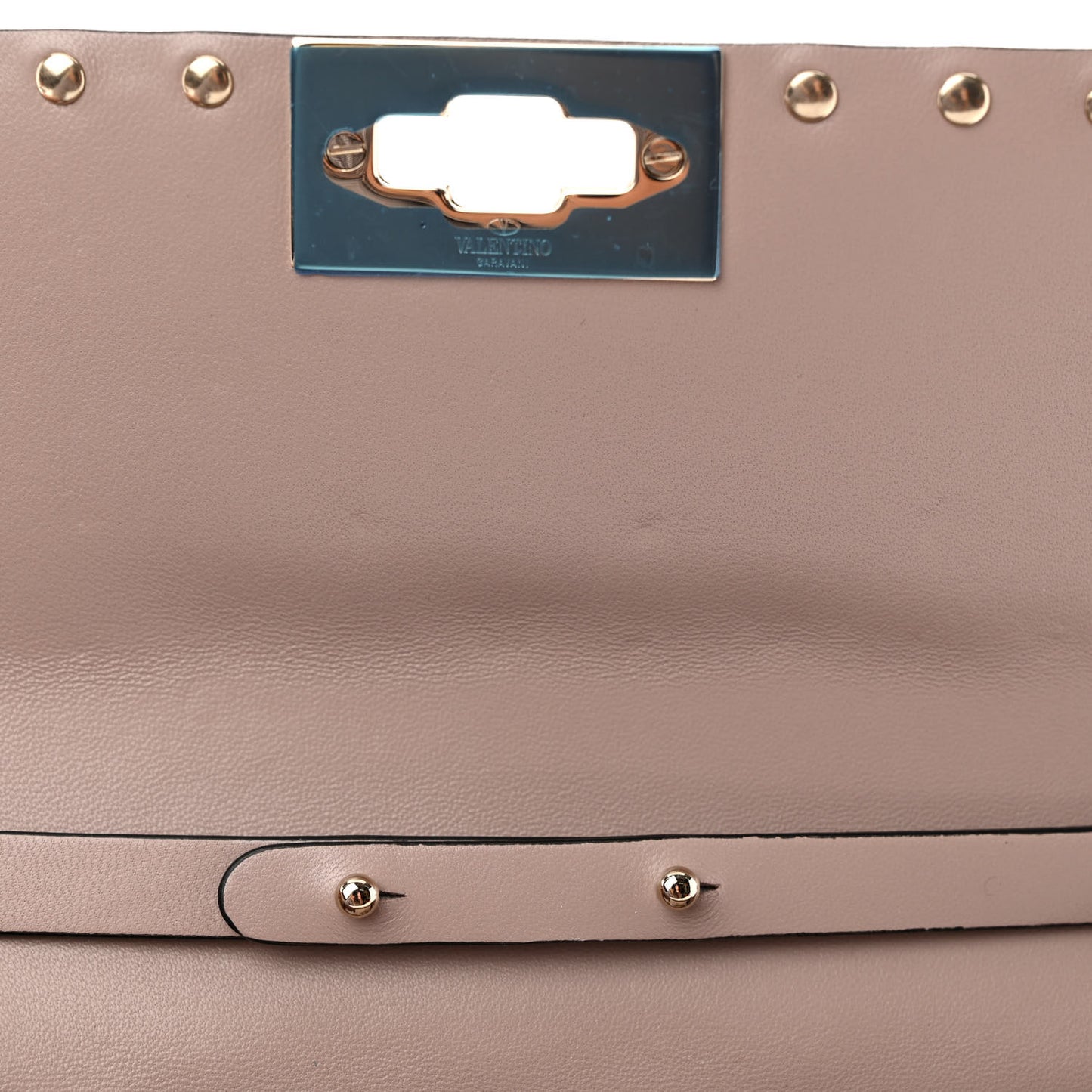 Lambskin Rockstud Spike Wallet on Chain Poudre