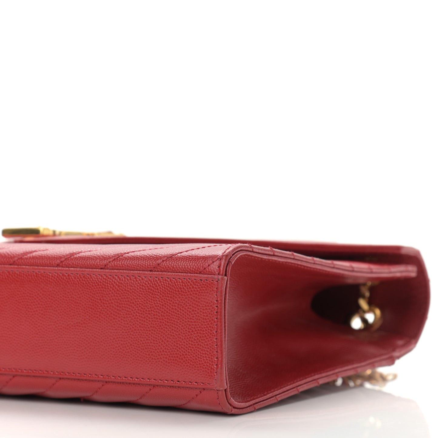 Grain De Poudre Matelasse Chevron Large Monogram Satchel Lipstick Red