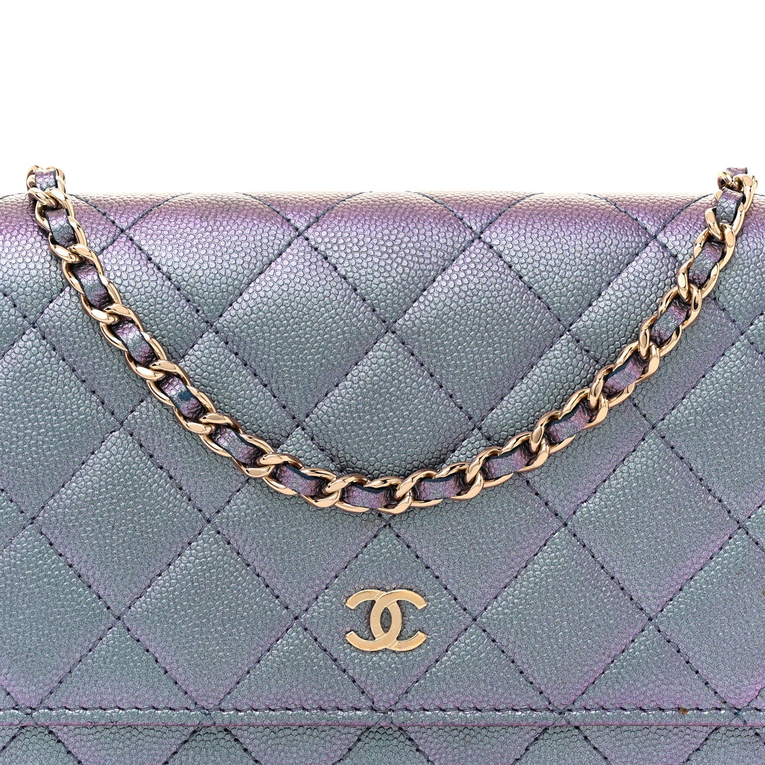 Chanel Iridescent Caviar Quilted Wallet on Chain WOC Dark Blue 9 of 16
