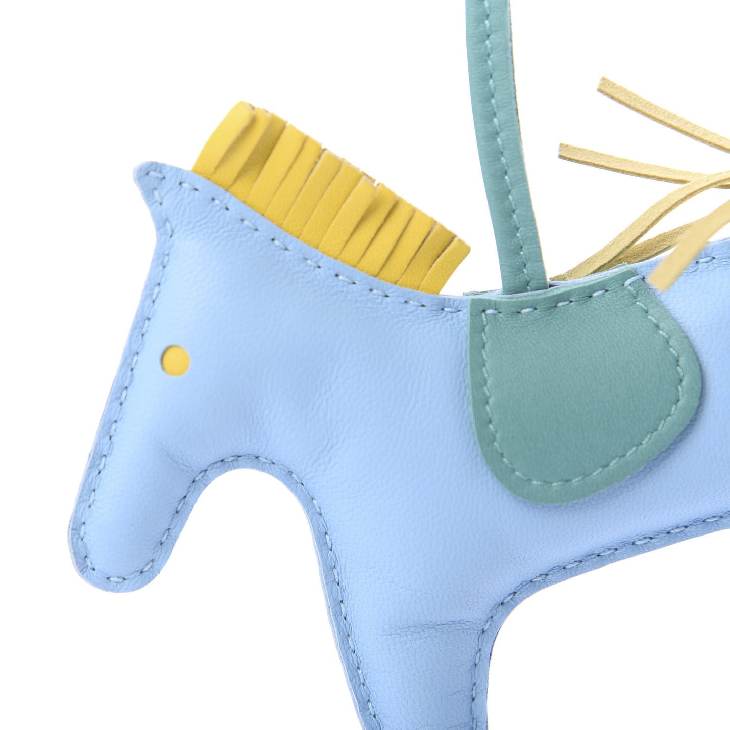 Milo Lambskin Grigri Rodeo Horse Bag Charm MM Celeste Jaune de Naples Vert Verone