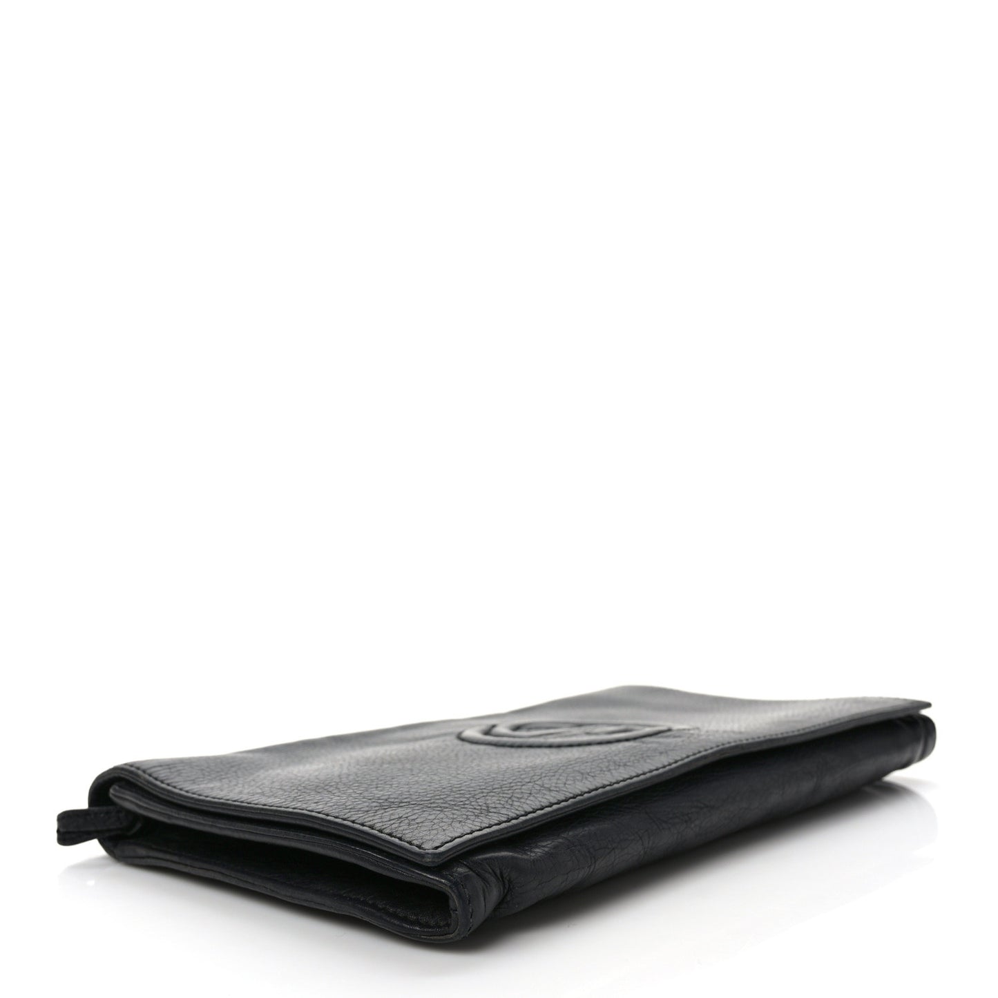 Pebbled Calfskin Medium Soho Clutch Black