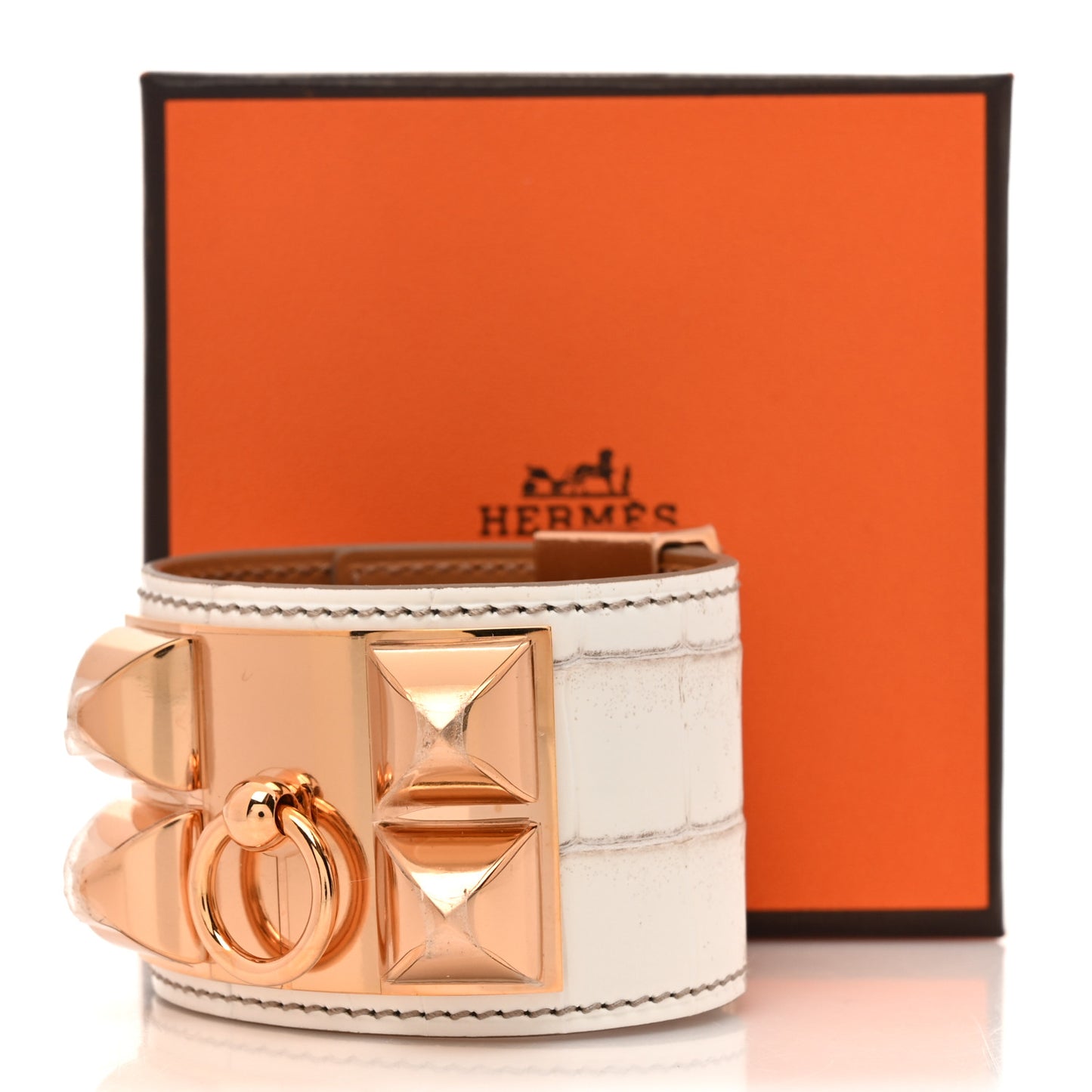 Matte Niloticus Crocodile Himalaya Collier De Chien CDC Bracelet T1 Blanc