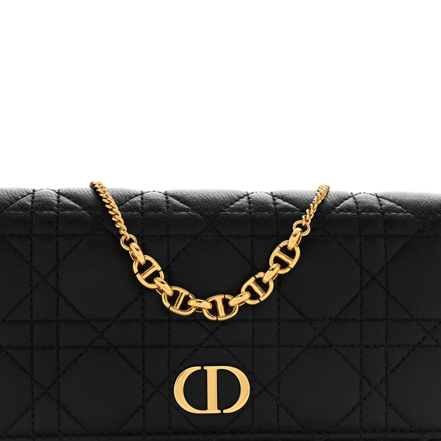 Supple Calfskin Caro Pouch with Chain Black