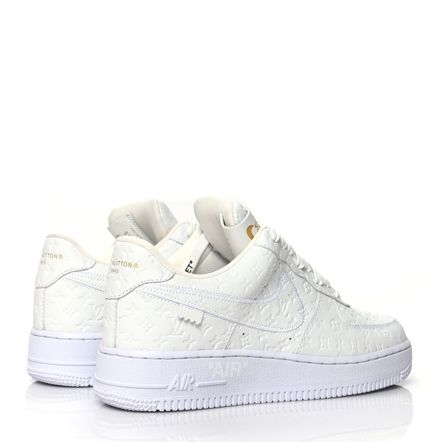 X NIKE AIR FORCE 1 Calfskin Monogram Mens Low Top Sneakers 7.5 White