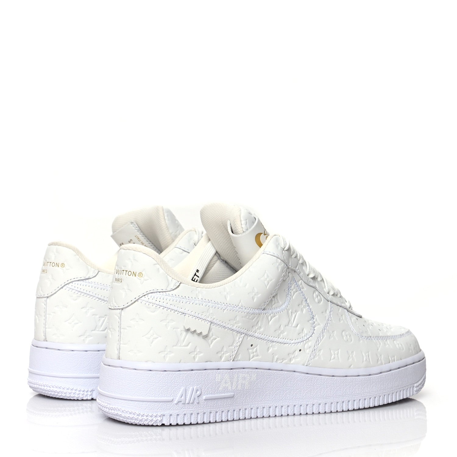 Louis Vuitton X NIKE AIR FORCE 1 Calfskin Monogram Mens Low Top Sneakers 7.5 White 4 of 15
