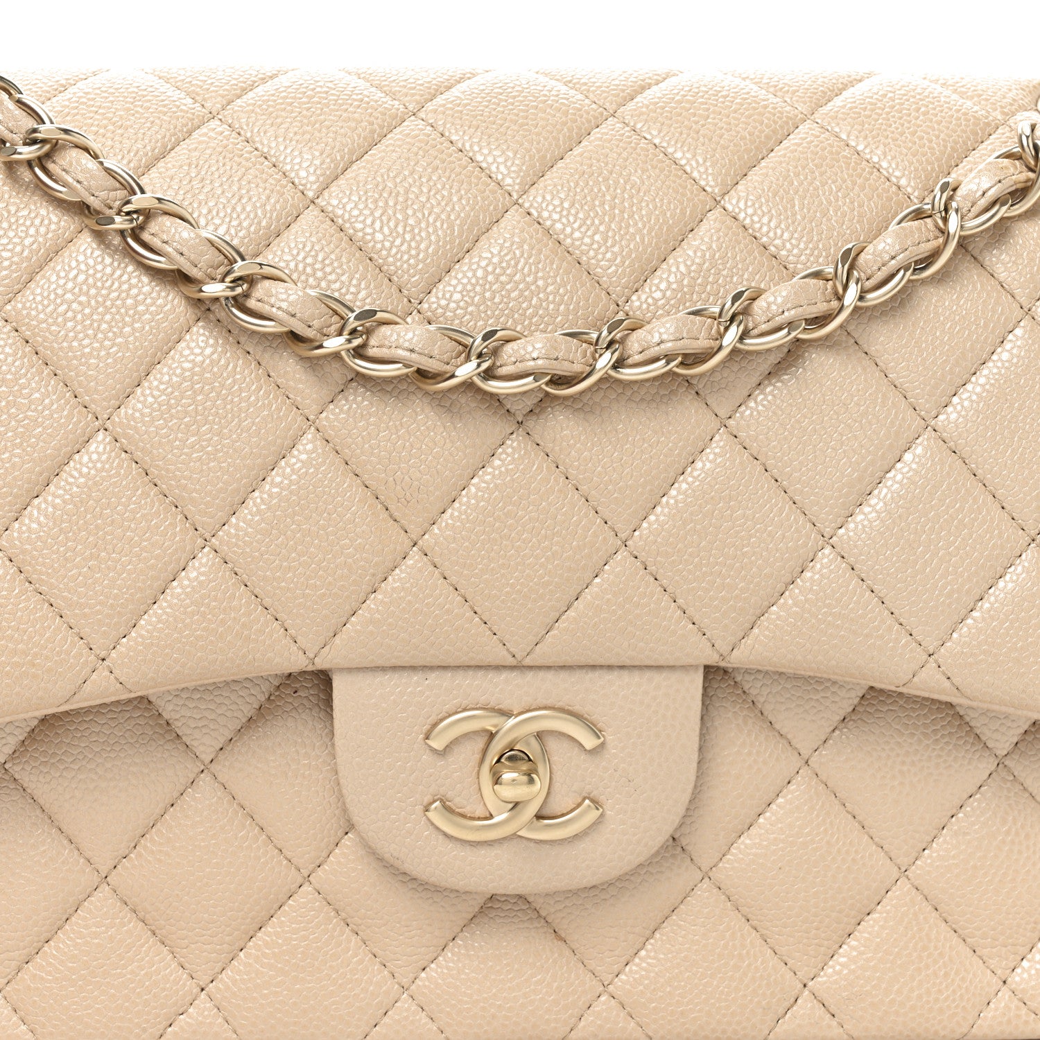 Chanel Iridescent Caviar Quilted Jumbo Double Flap Beige 8 of 10