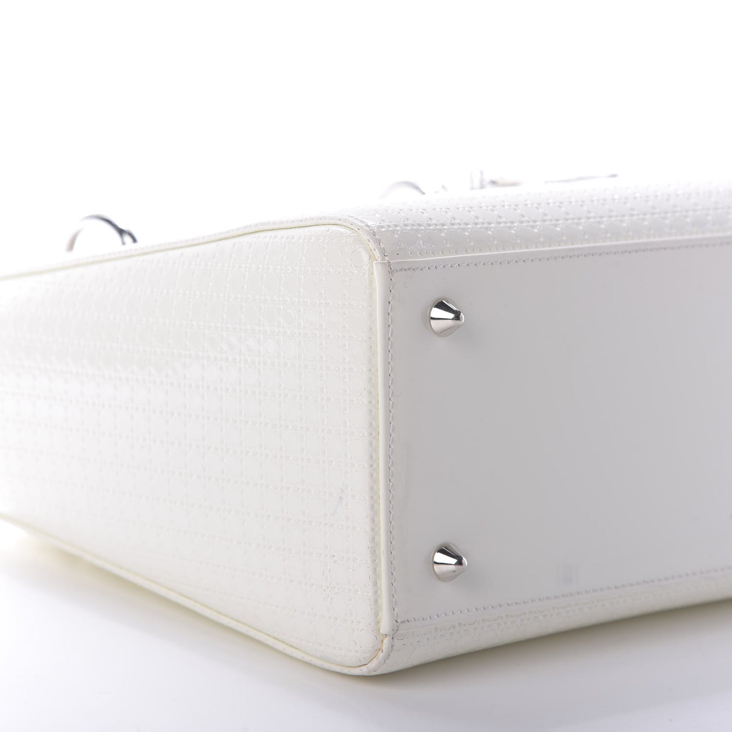 Patent Micro Cannage Medium Lady Dior White