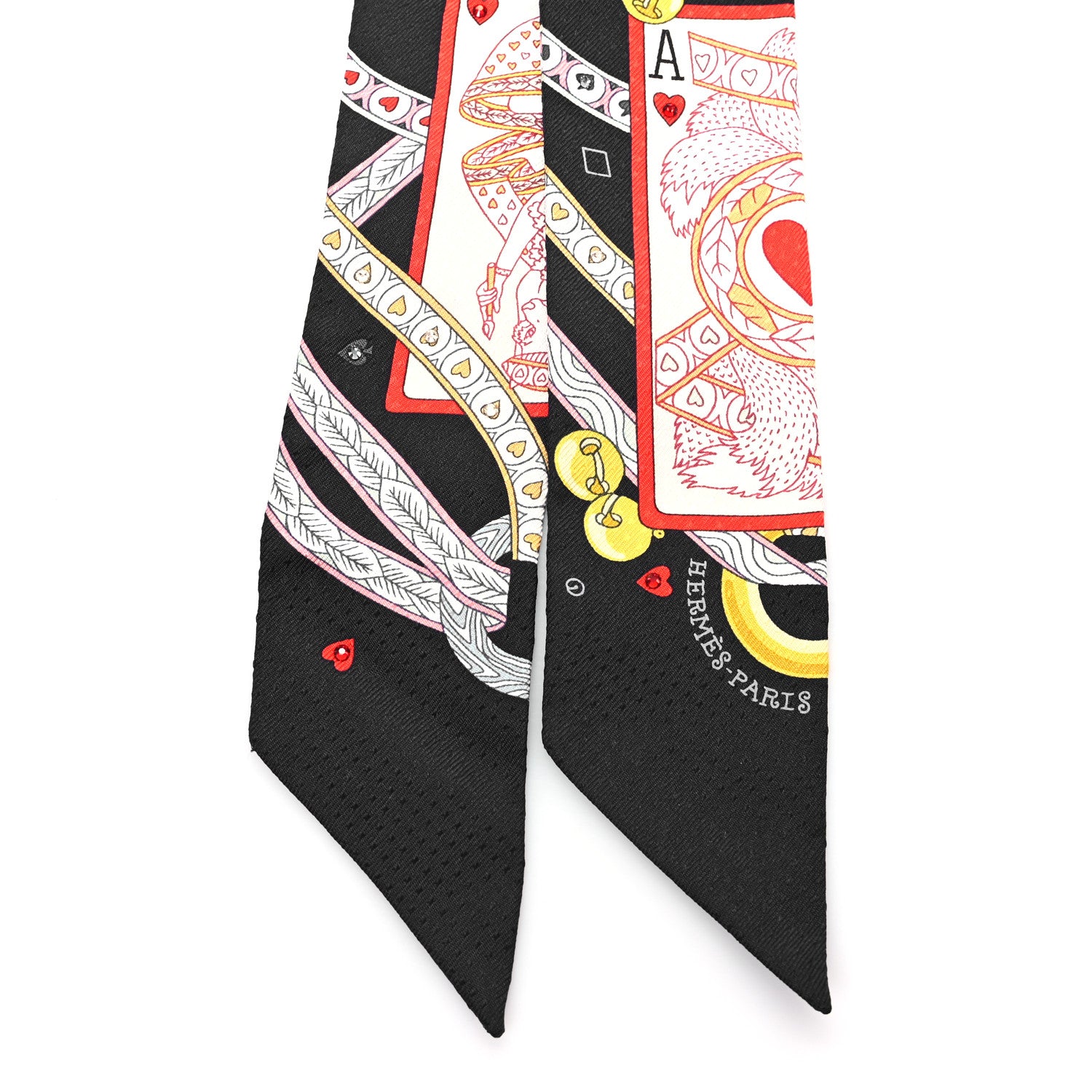 Hermes Silk Dame de Coeur Twilly Black Rouge Orange 2 of 3