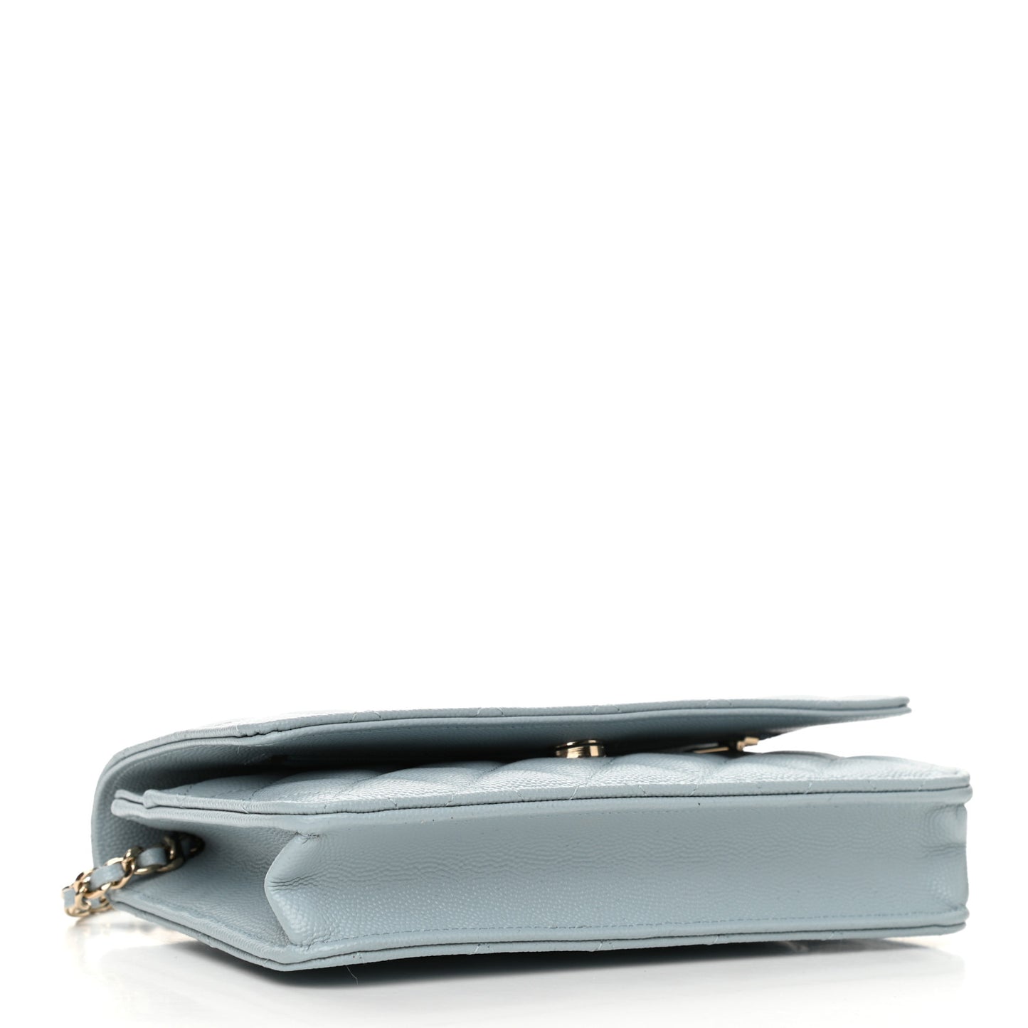 Caviar Quilted Wallet On Chain WOC Light Blue