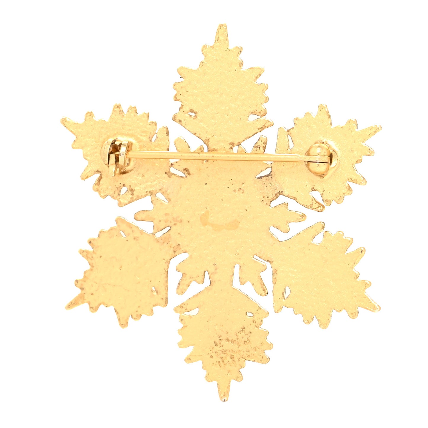 Metal Snowflake CC Brooch Gold