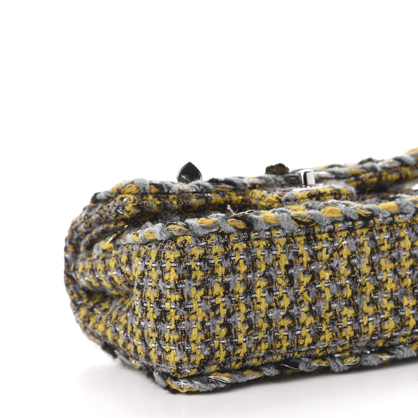 Tweed Braided Charms Small Flap Yellow Grey Black