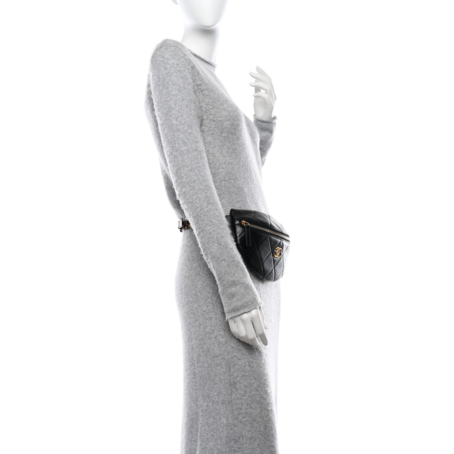 Lambskin Enamel Quilted Waist Bag Black