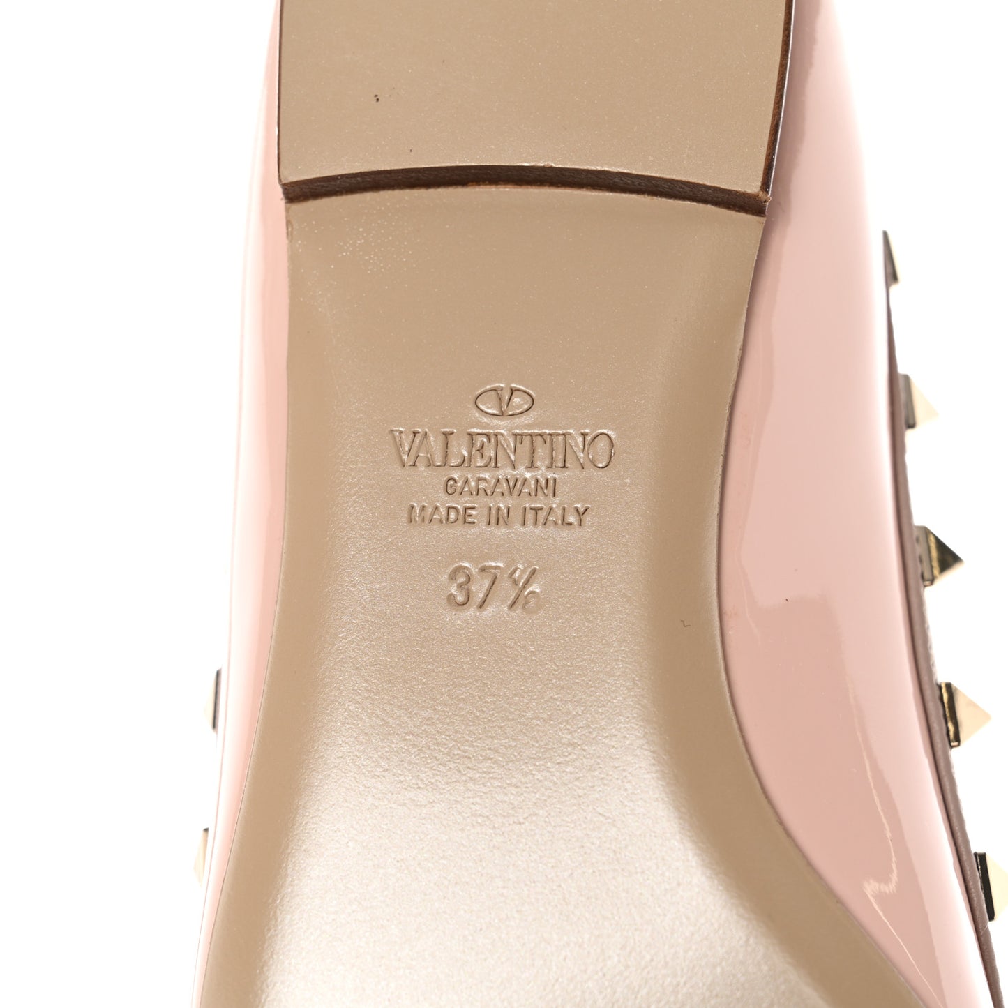 Patent Rockstud Cage Ballerina Flats 37.5 Water Rose Poudre