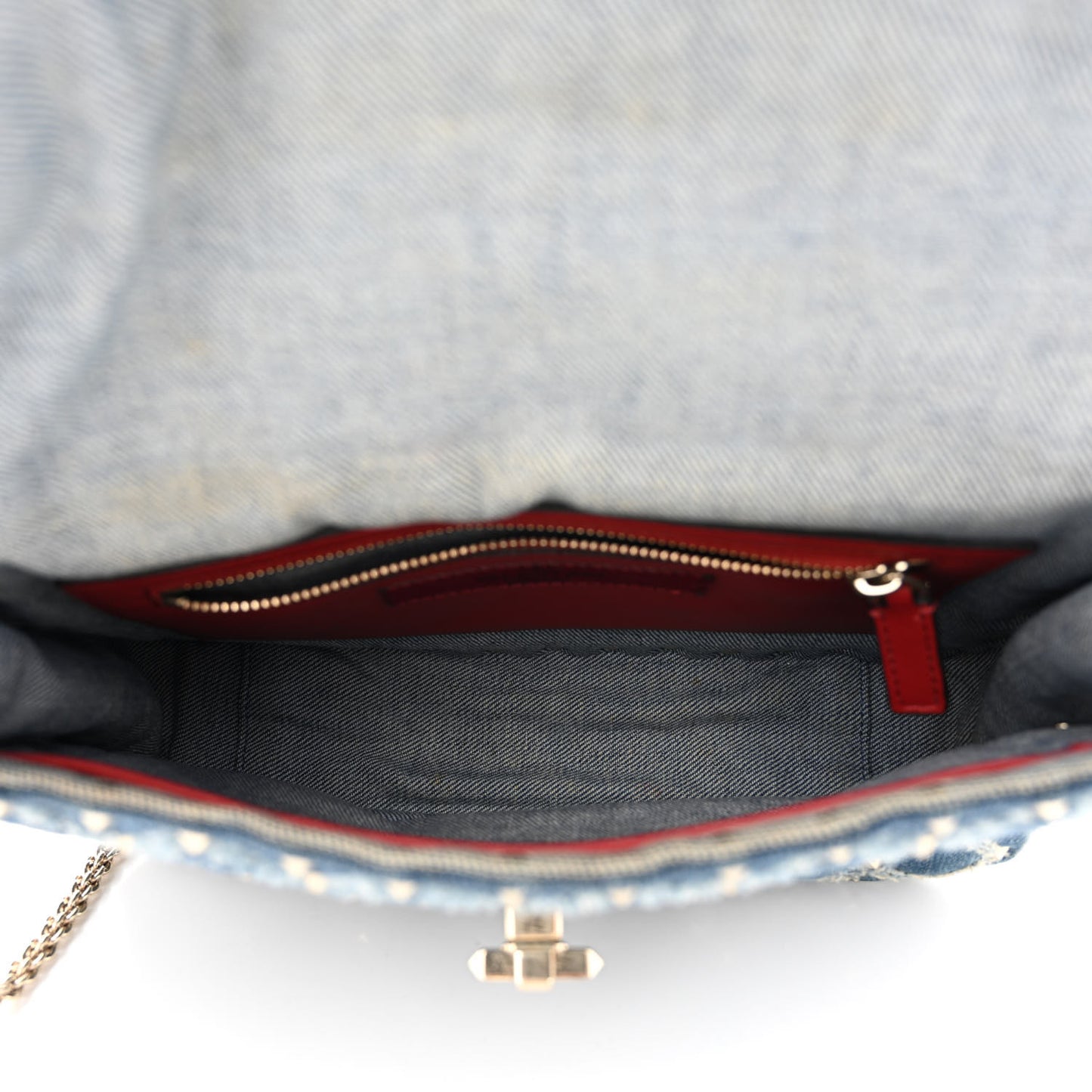 Denim Medium Rockstud Spike Shoulder Bag Denim