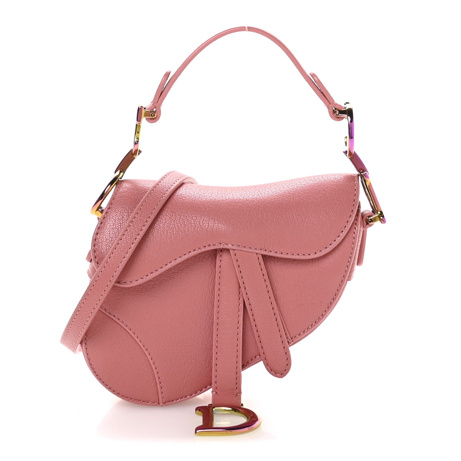 goatskin backpack mini purse Christian Dior Goatskin Micro Saddle Bag With Strap Coral Powder 1806708 – FASHIONPHILE