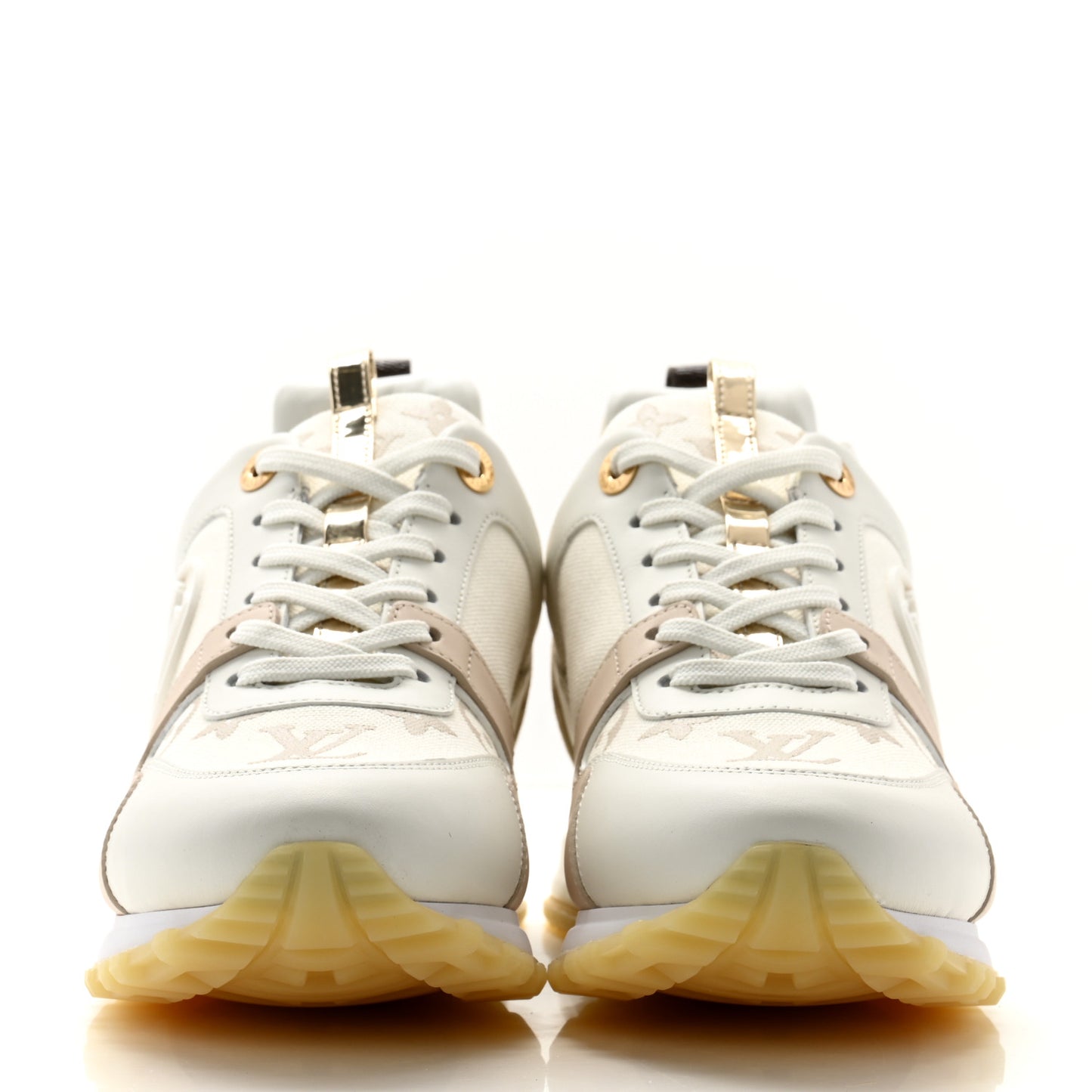 Monogram Calfskin Run Away Sneakers 38 Beige Gold