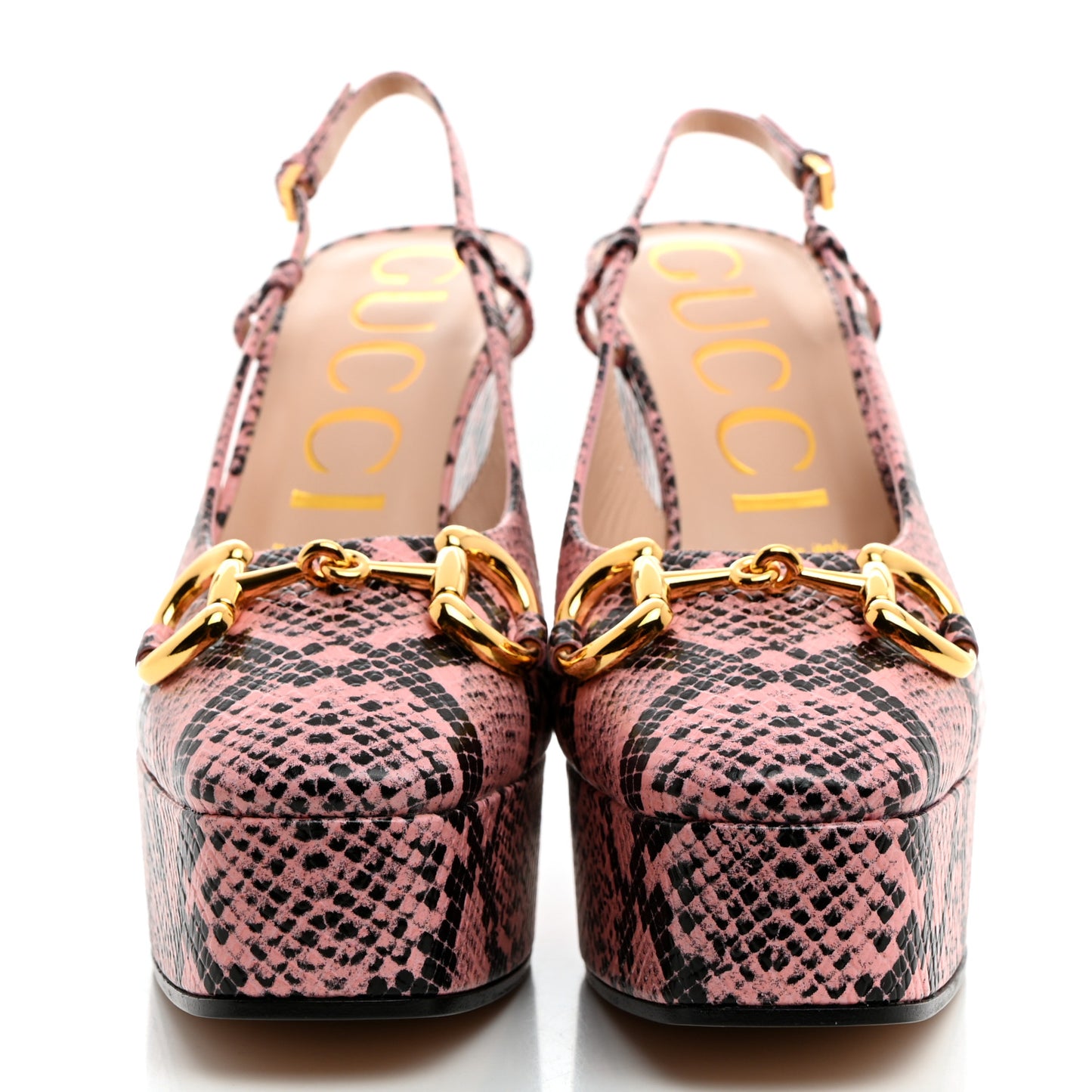 Calfskin Python Print Horsebit Platform 35/120mm Slingback Pumps 39 Wild Rose