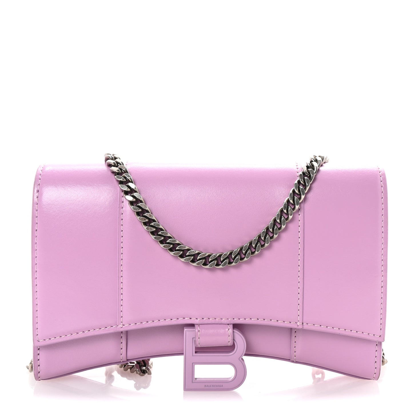 Shiny Box Calfskin Tonal B Hourglass Chain Bag Liliac